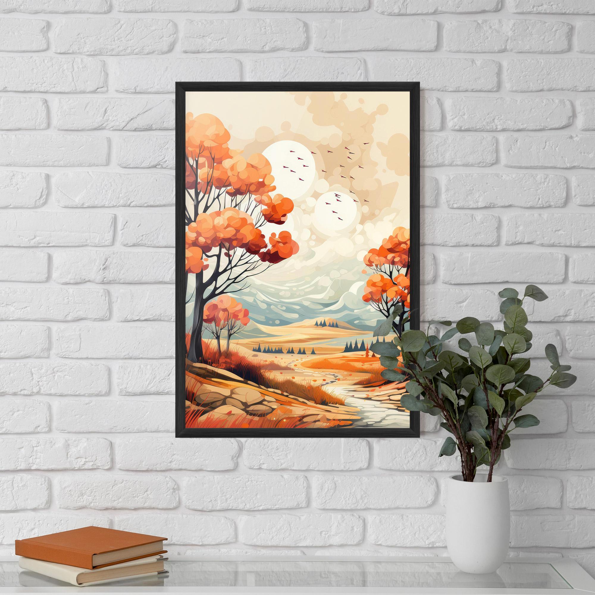 Keretezett Poszter Autumn Tree Painting mockup 5