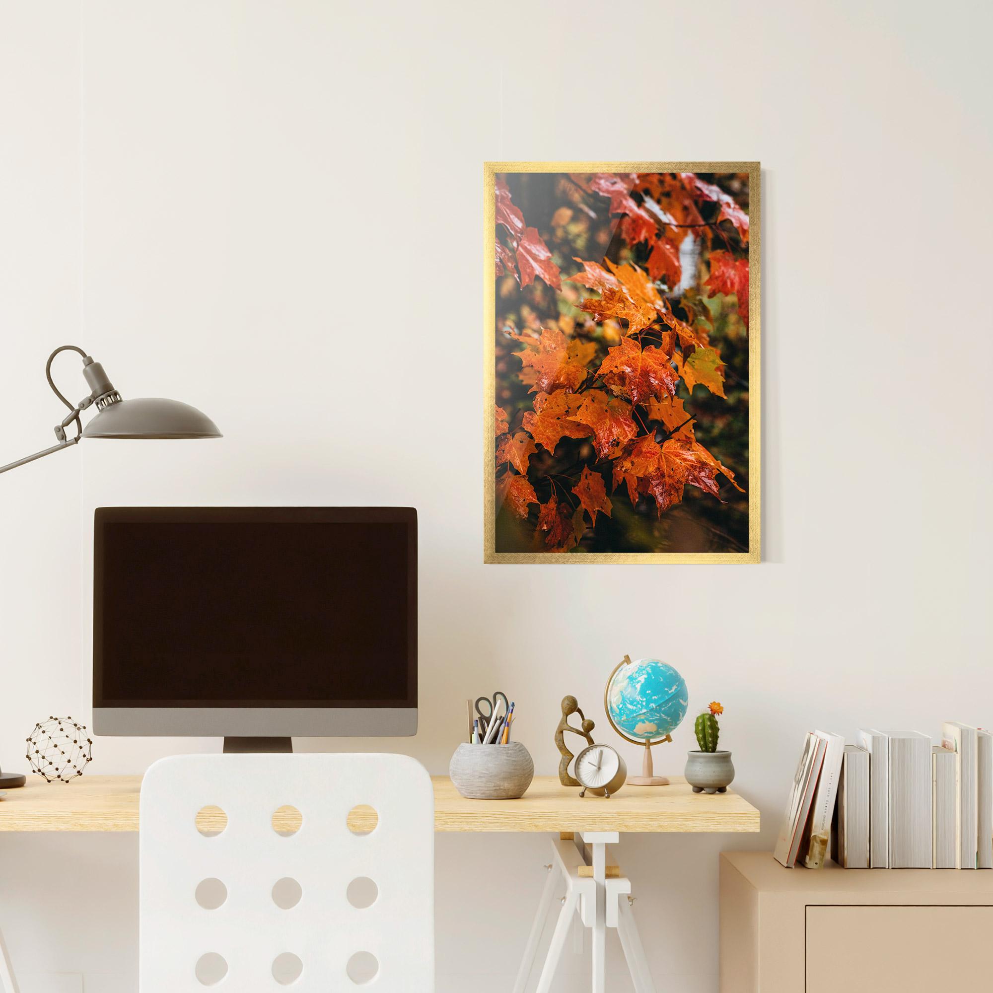 Keretezett Poszter Orange Autumn Leaves mockup 6
