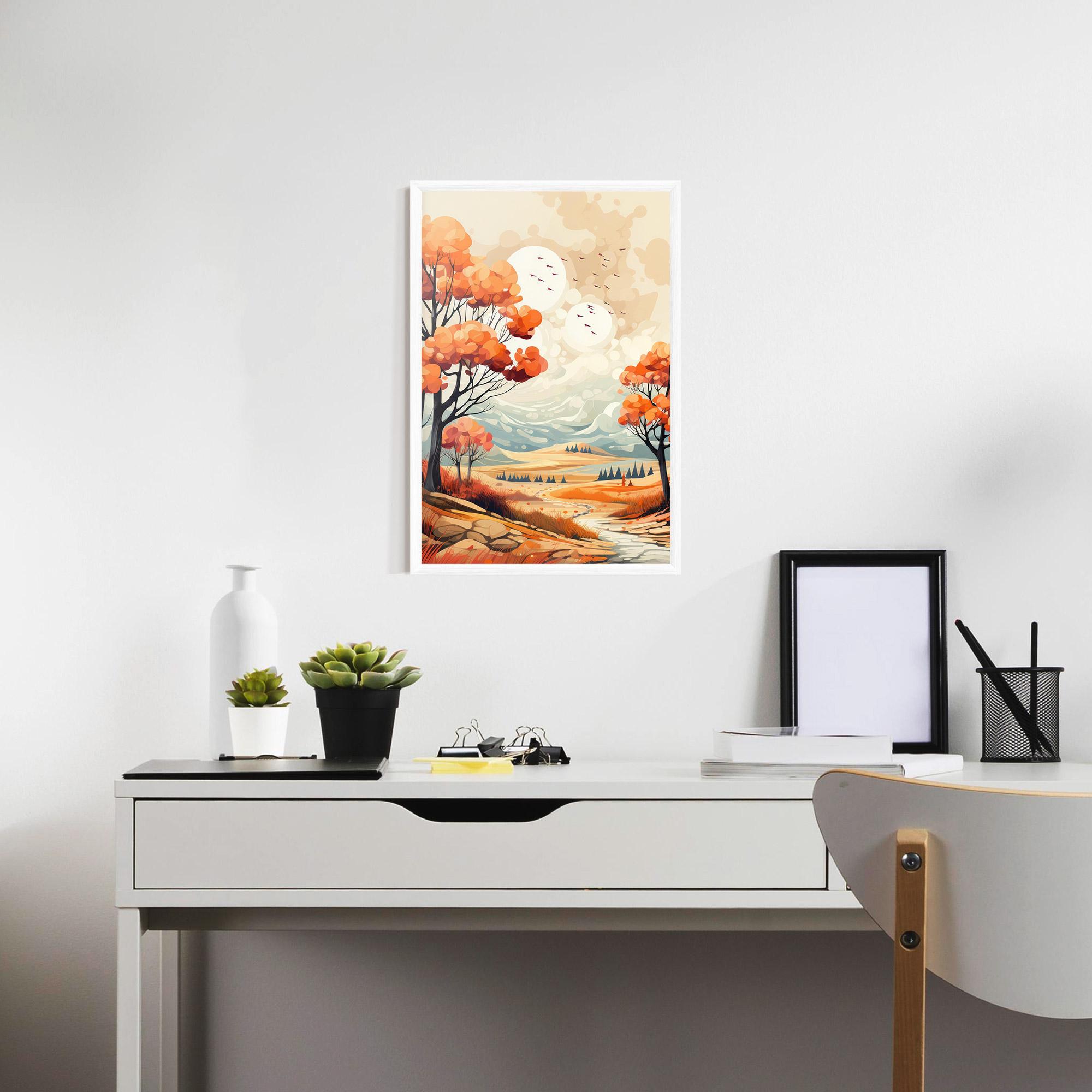 Keretezett Poszter Autumn Tree Painting mockup 7
