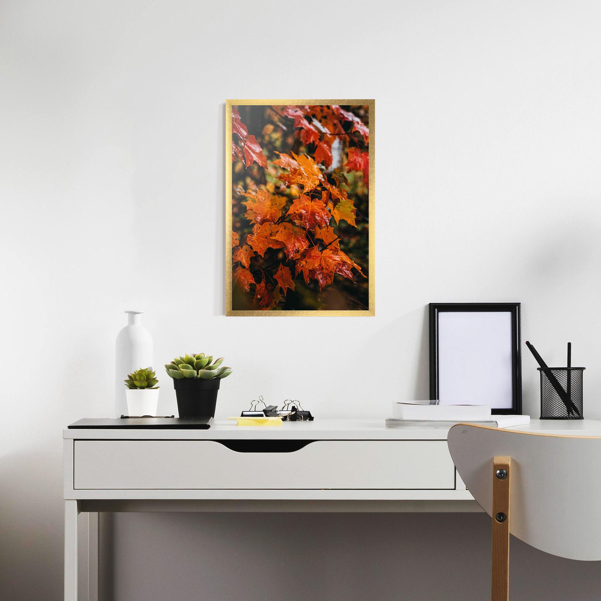 Keretezett Poszter Orange Autumn Leaves mockup 7
