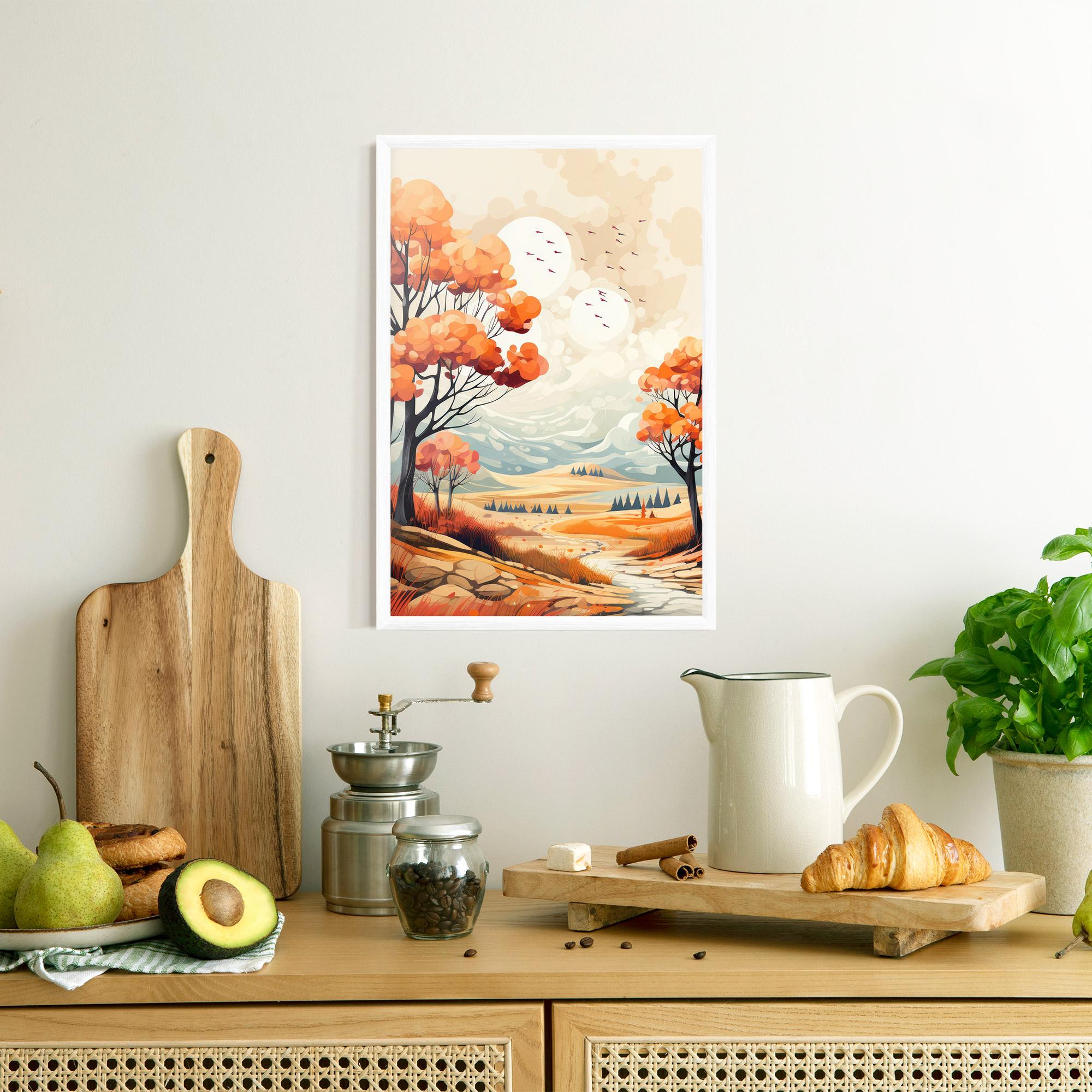Keretezett Poszter Autumn Tree Painting mockup 8