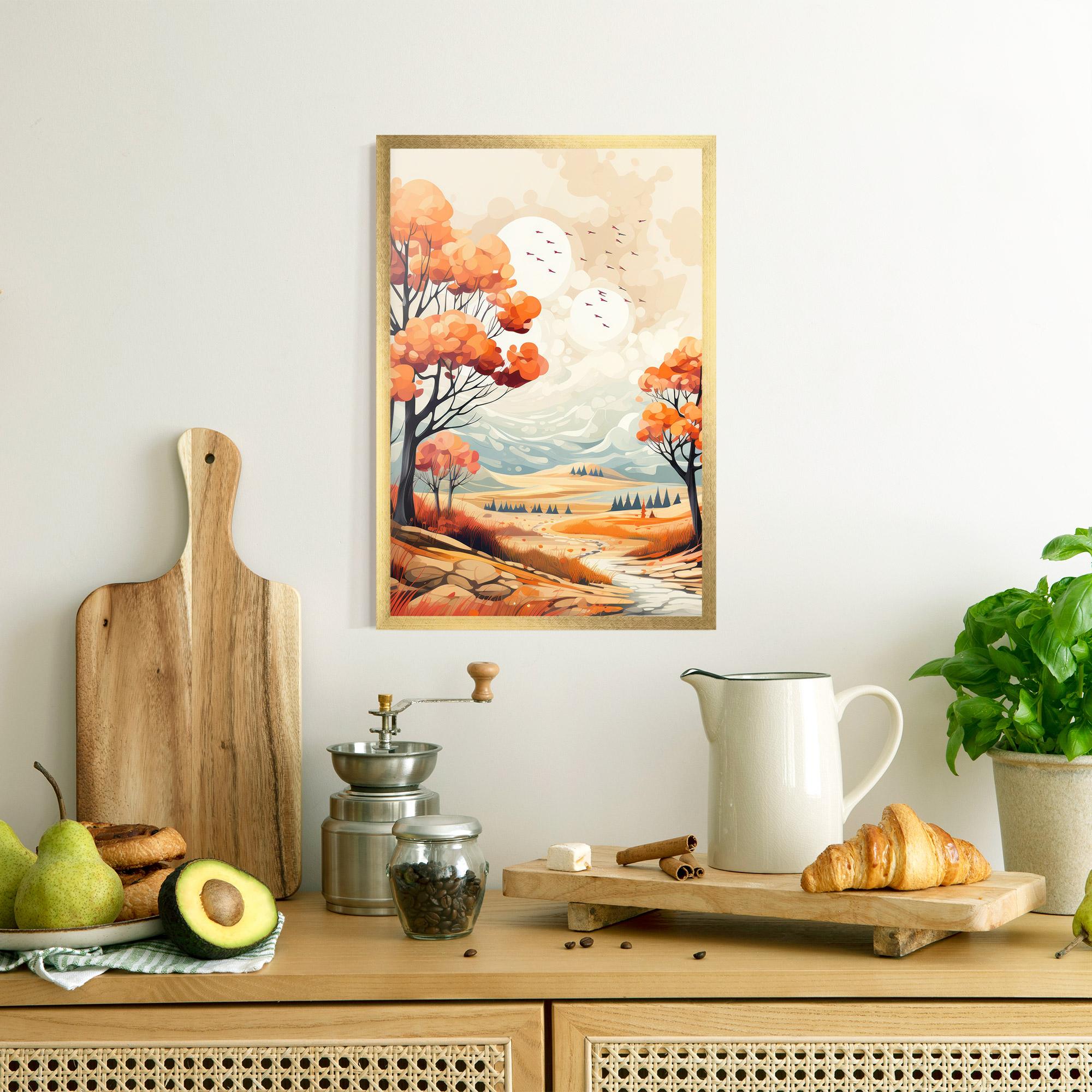 Keretezett Poszter Autumn Tree Painting mockup 8