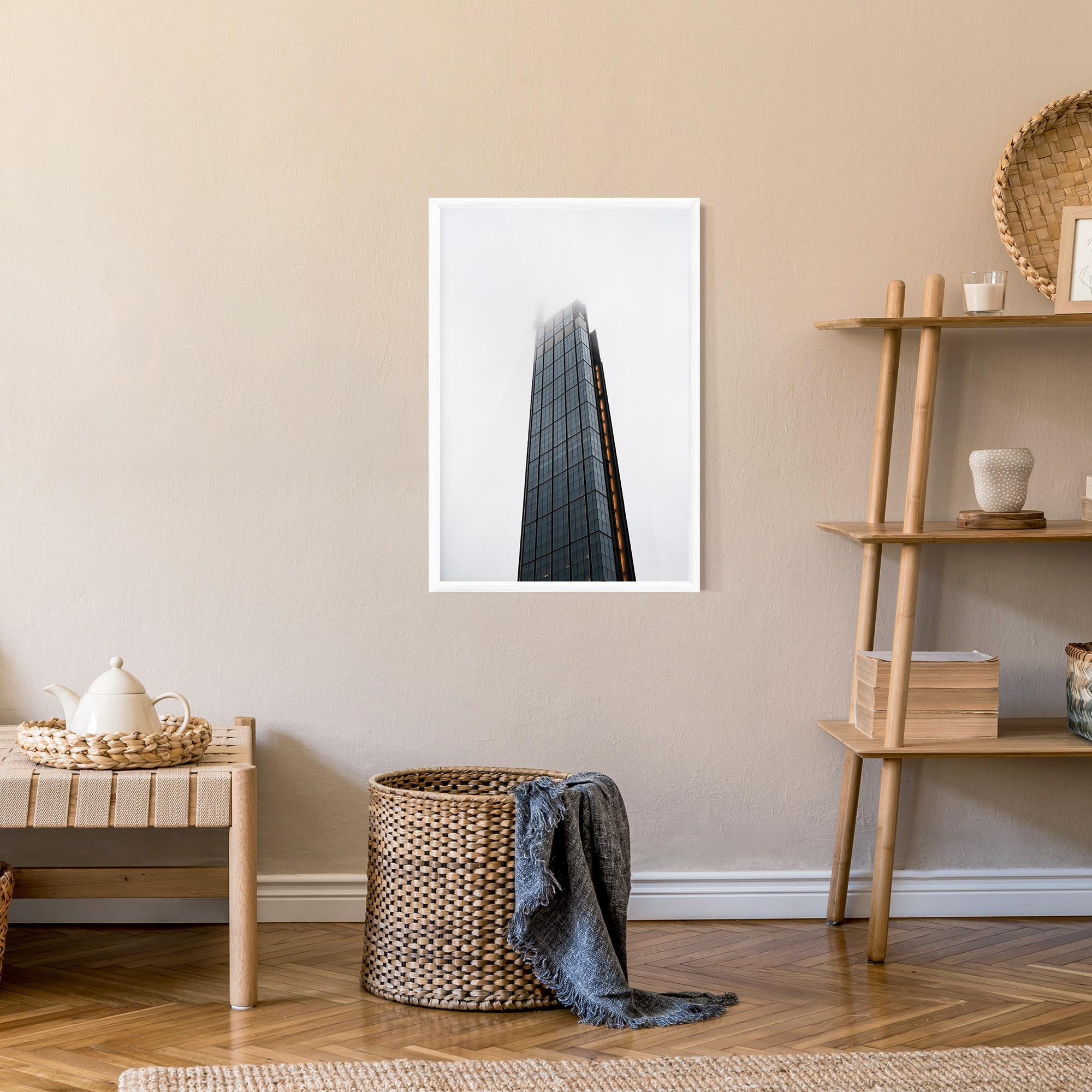 Keretezett Poszter Foggy High Building mockup 9