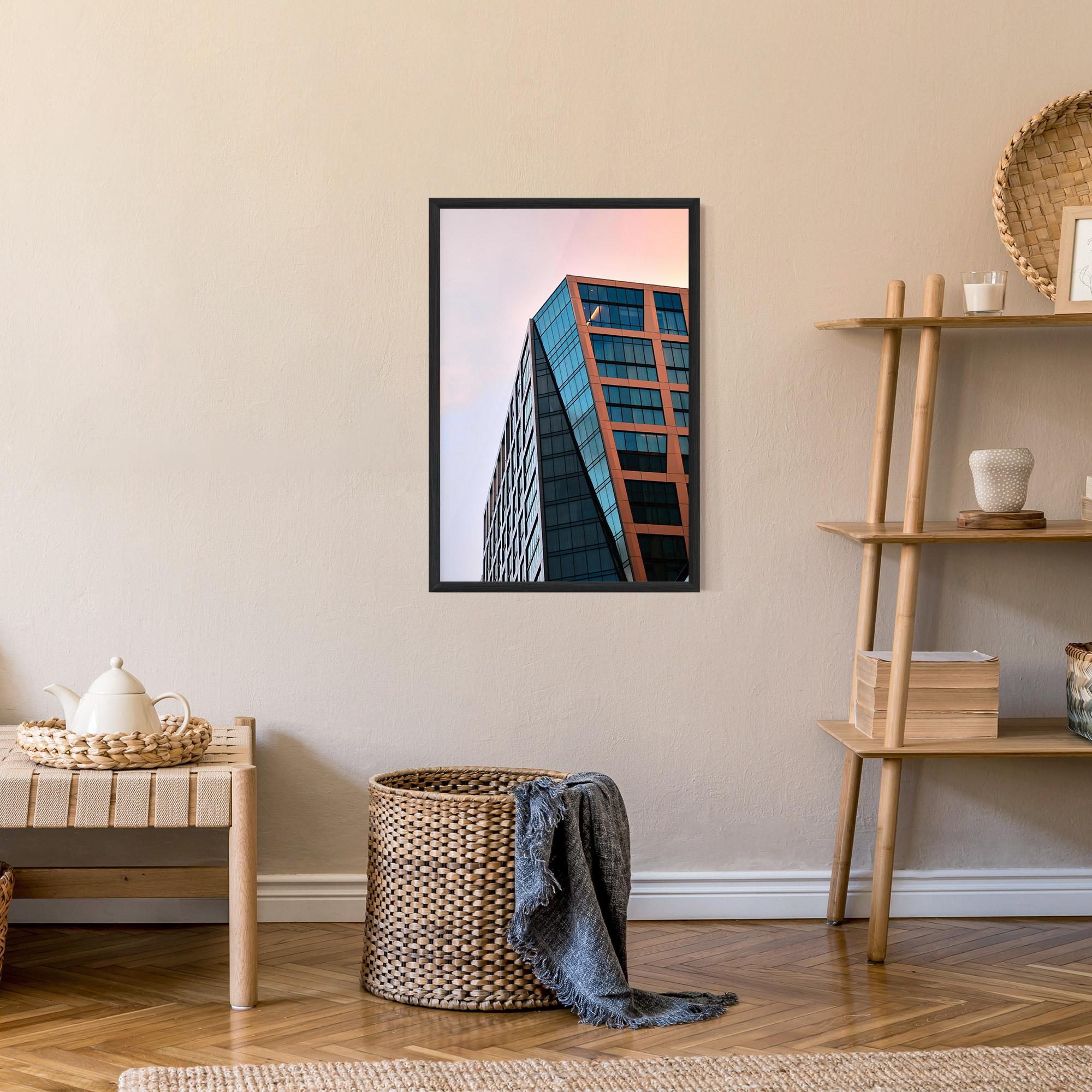Keretezett Poszter Blue Glass Building mockup 9