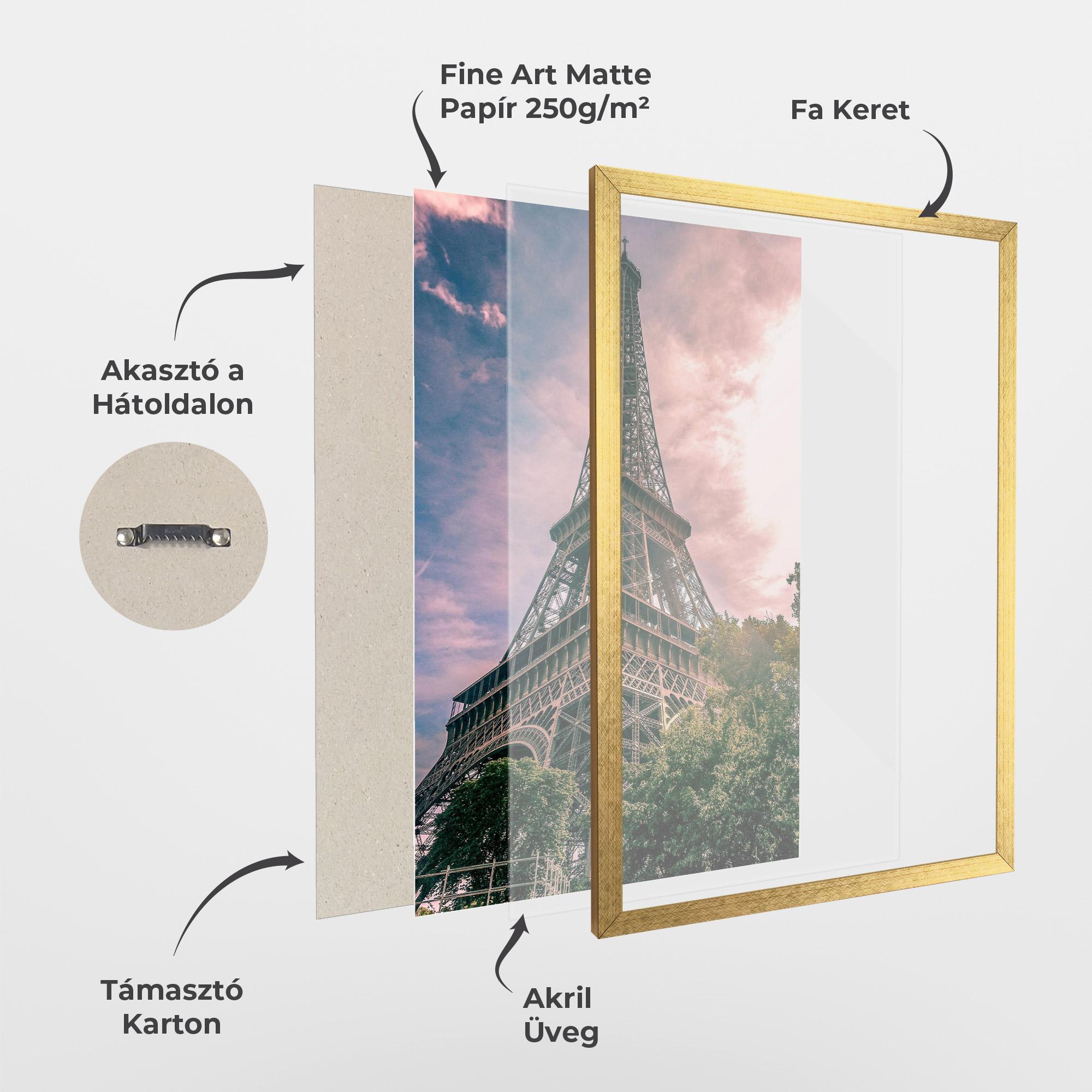Keretezett Poszter Eiffel Under Pink Sky mockup 1