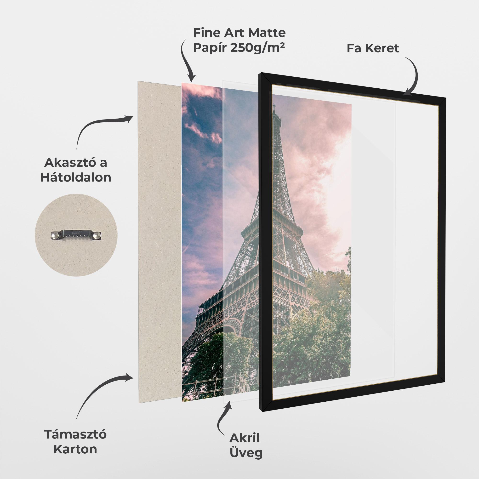 Keretezett Poszter Eiffel Under Pink Sky mockup 1