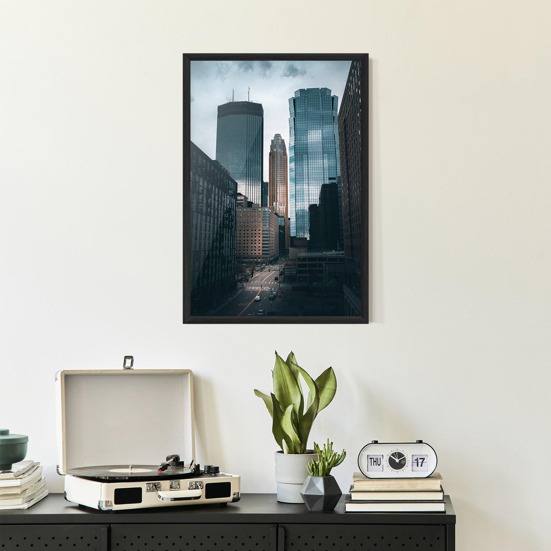 Keretezett Poszter Big Blue Building mockup 2