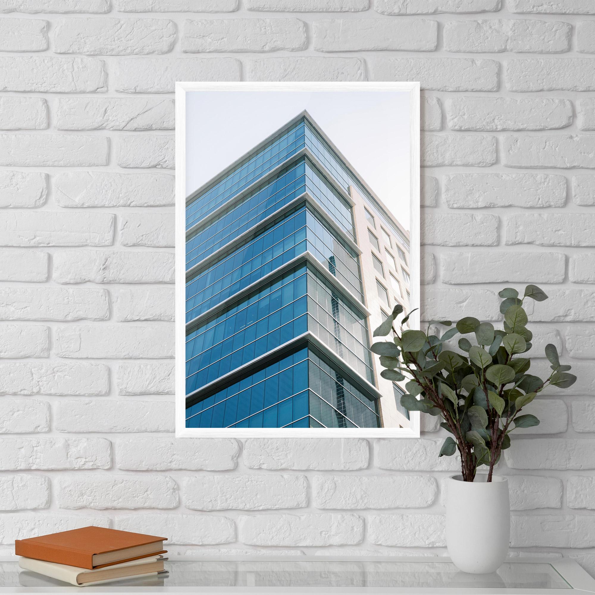 Keretezett Poszter Blue Glass Tower mockup 5