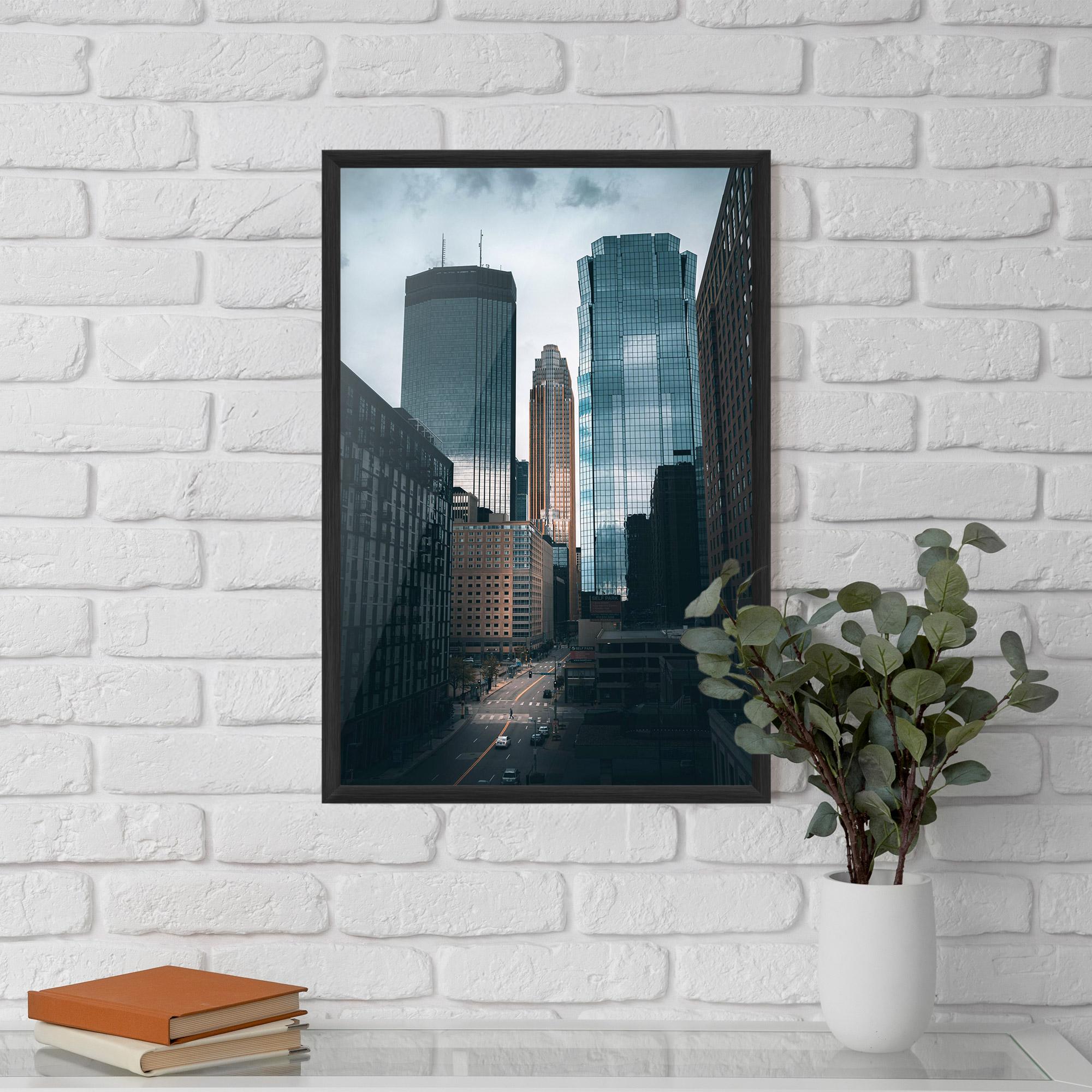 Keretezett Poszter Big Blue Building mockup 5