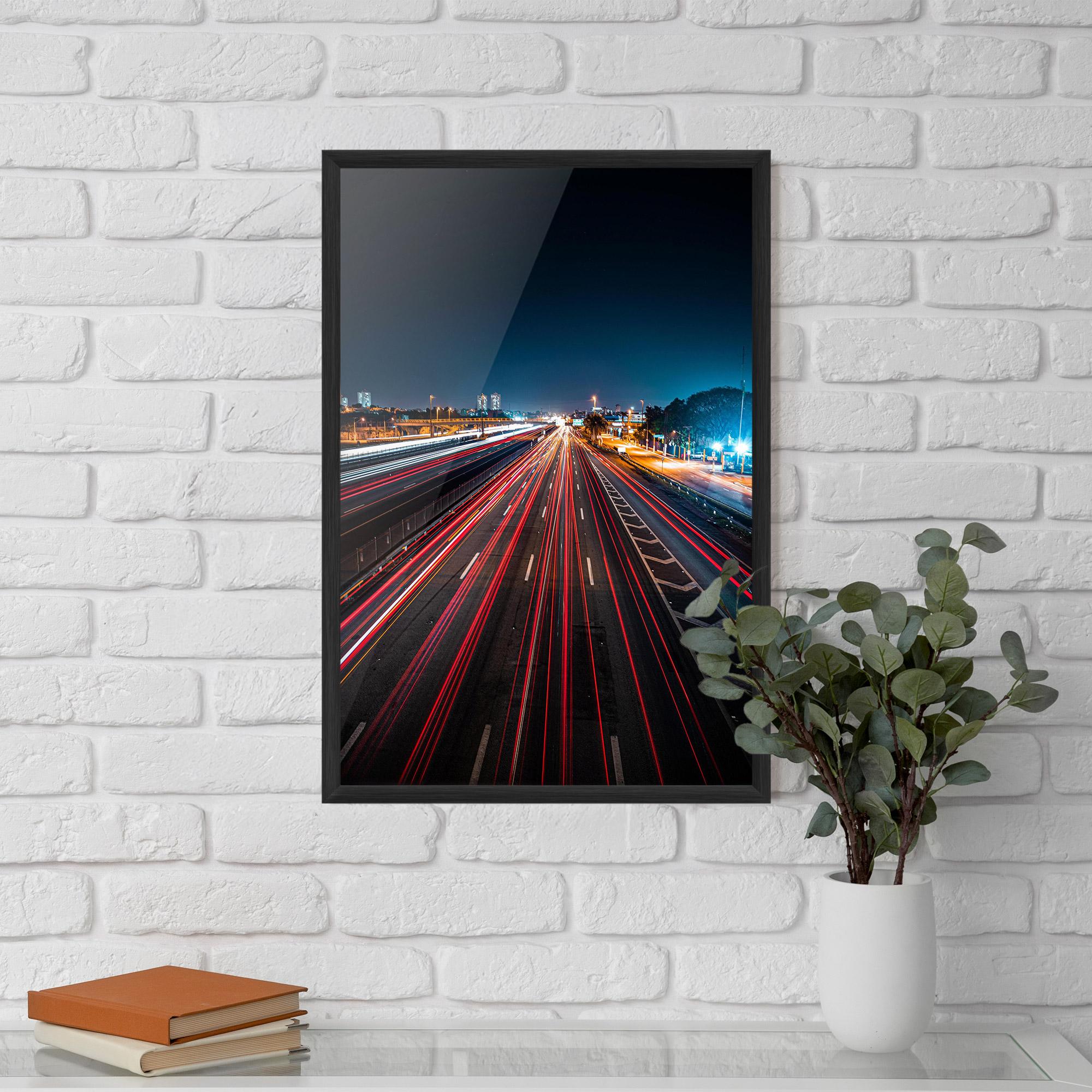 Keretezett Poszter Red Car Lightgs mockup 5