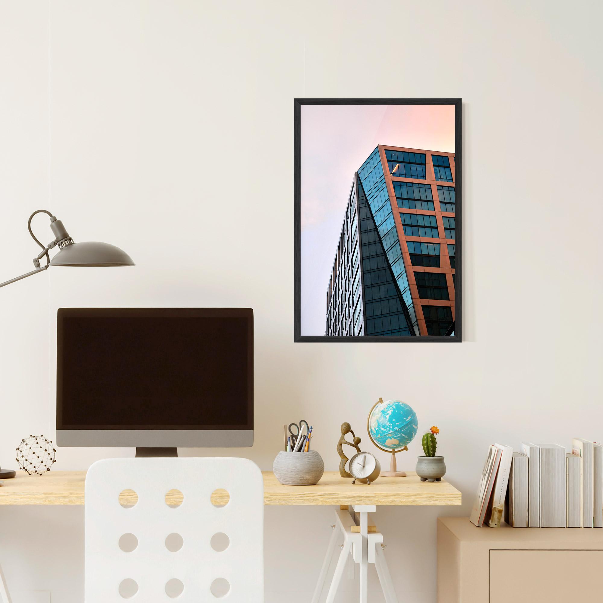 Keretezett Poszter Blue Glass Building mockup 6