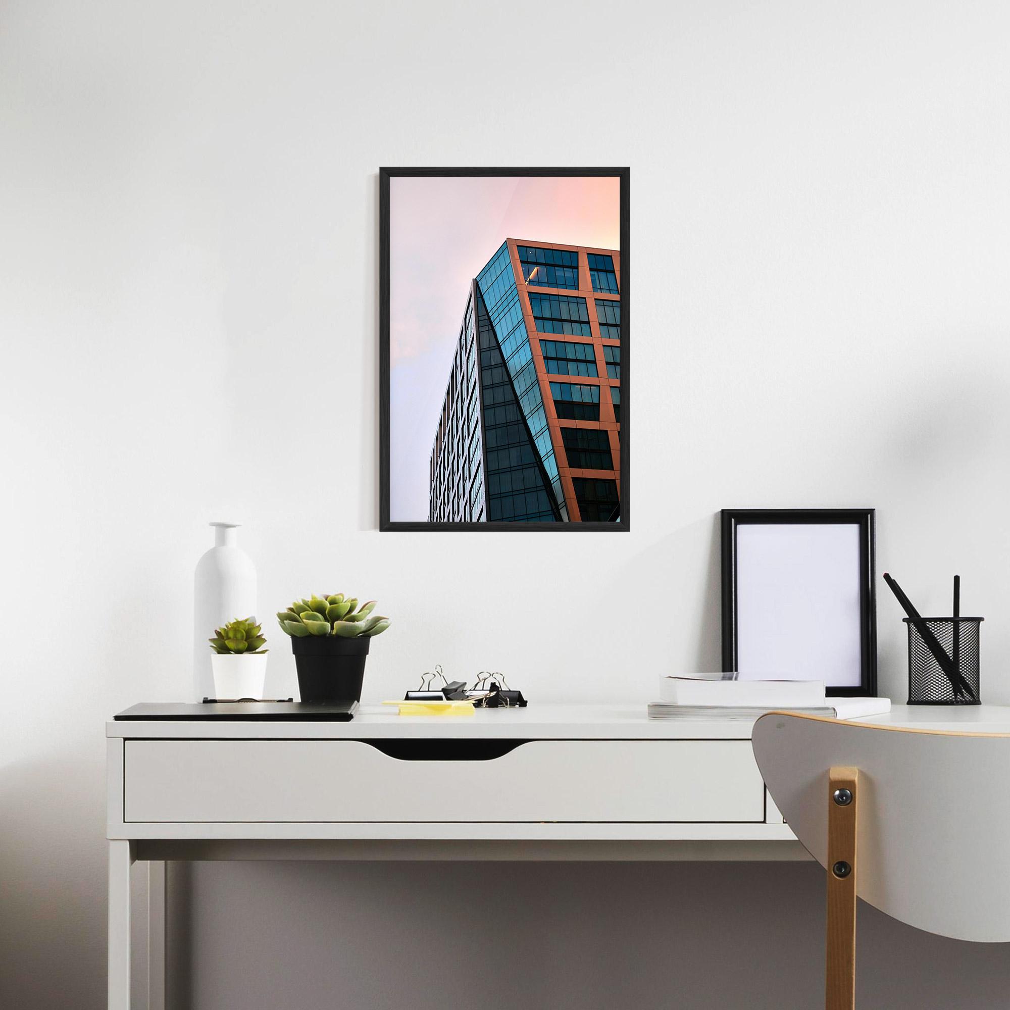 Keretezett Poszter Blue Glass Building mockup 7