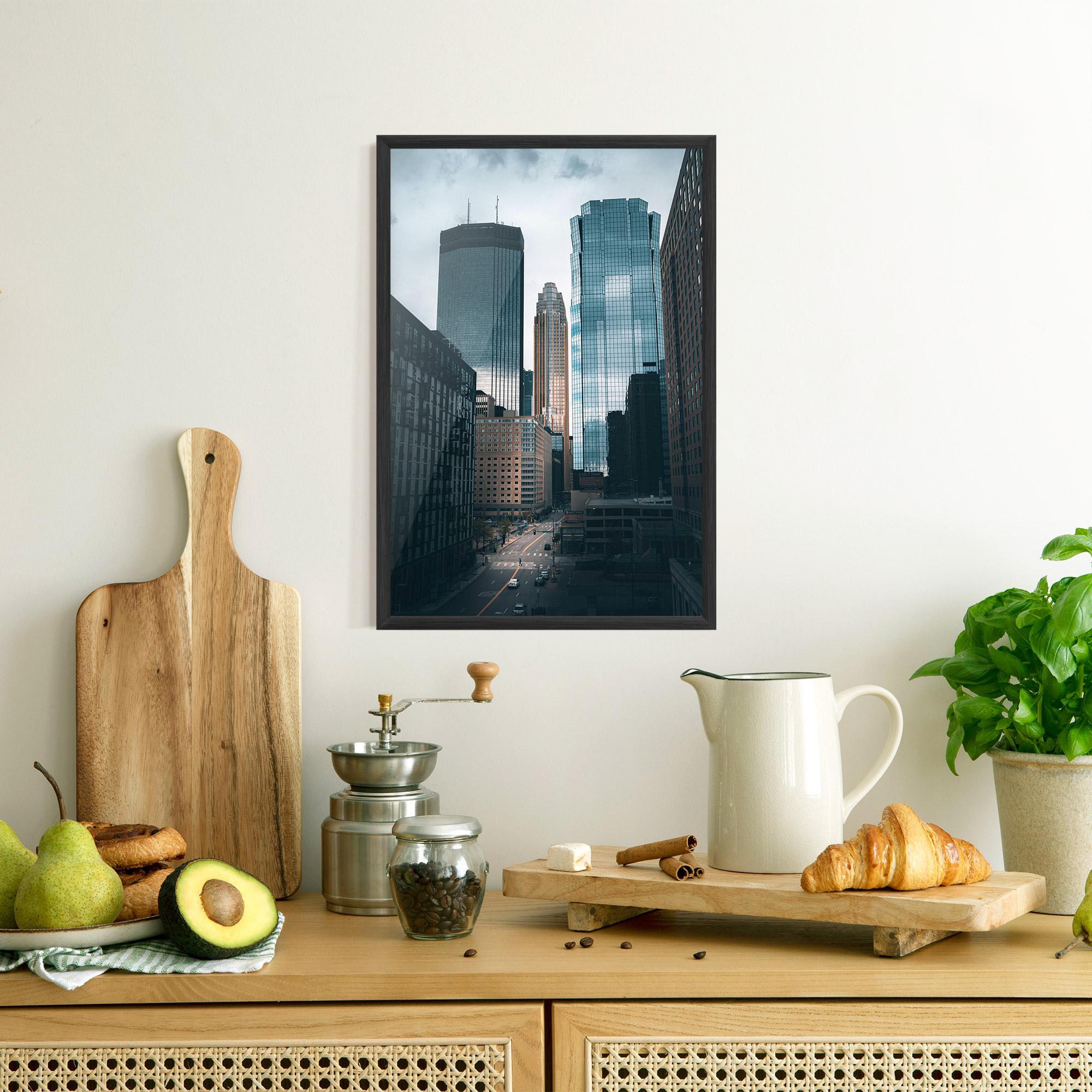 Keretezett Poszter Big Blue Building mockup 8