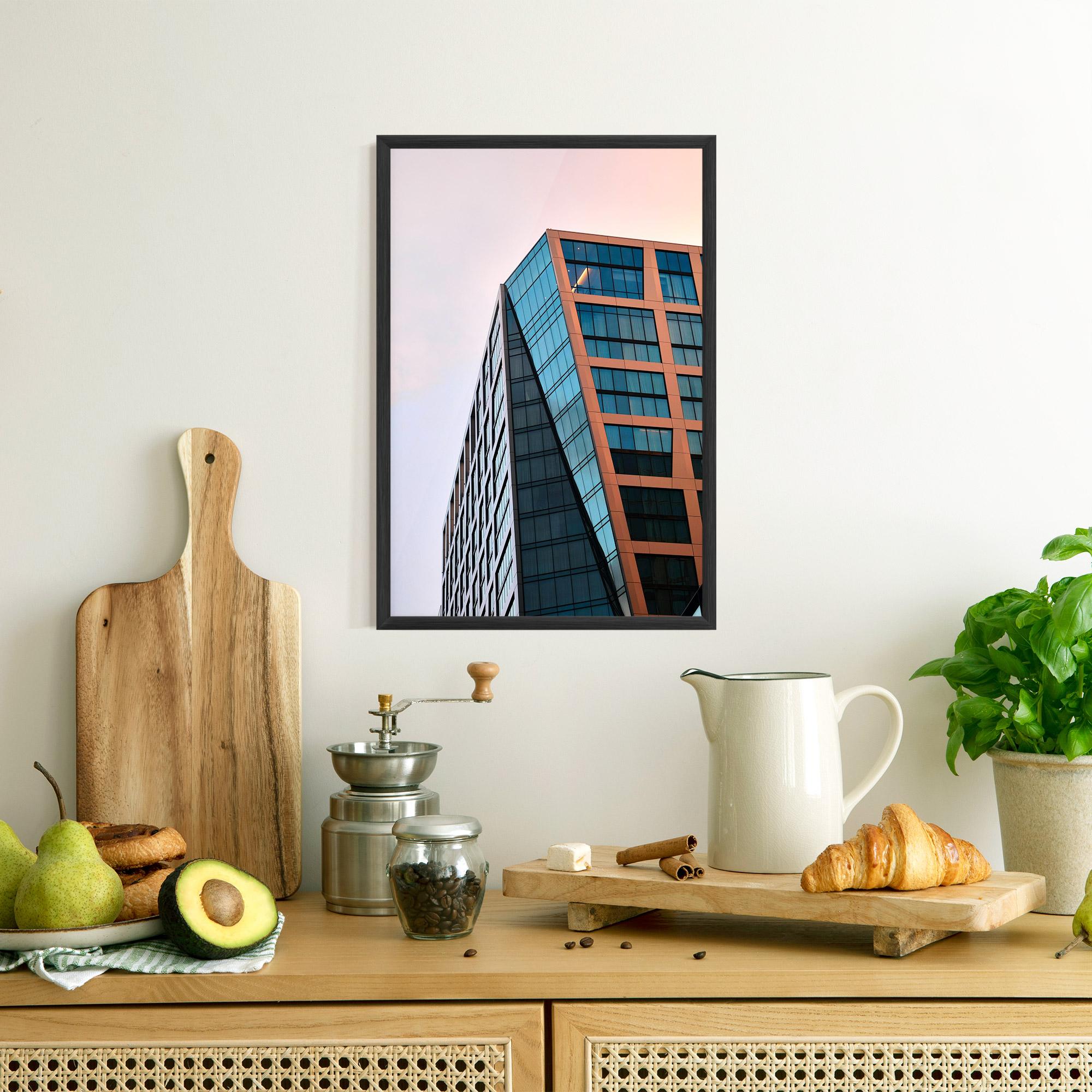 Keretezett Poszter Blue Glass Building mockup 8