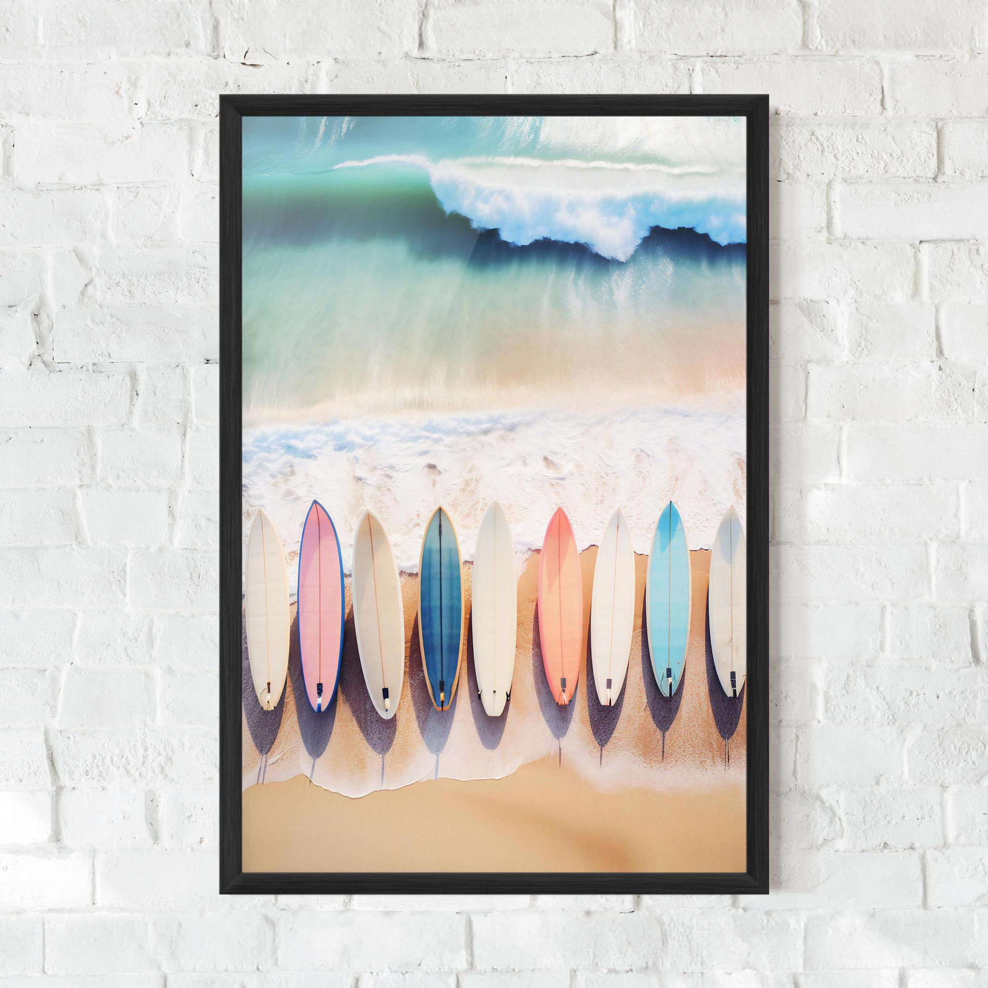Keretezett Poszter Surfboards Beach mockup 0