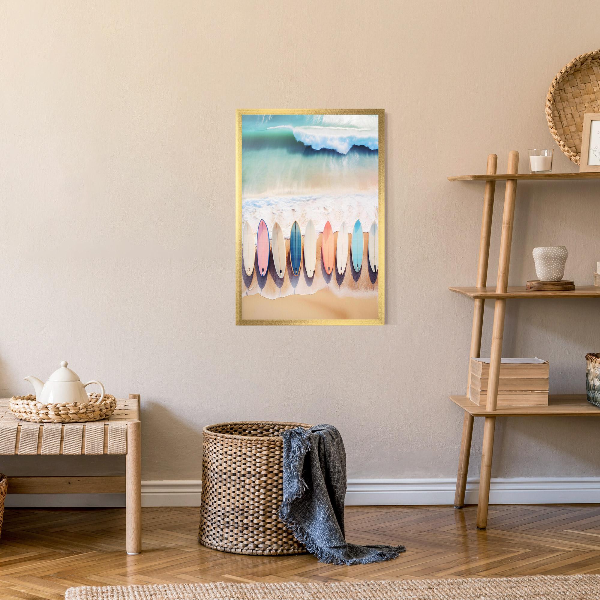 Keretezett Poszter Surfboards Beach mockup 9