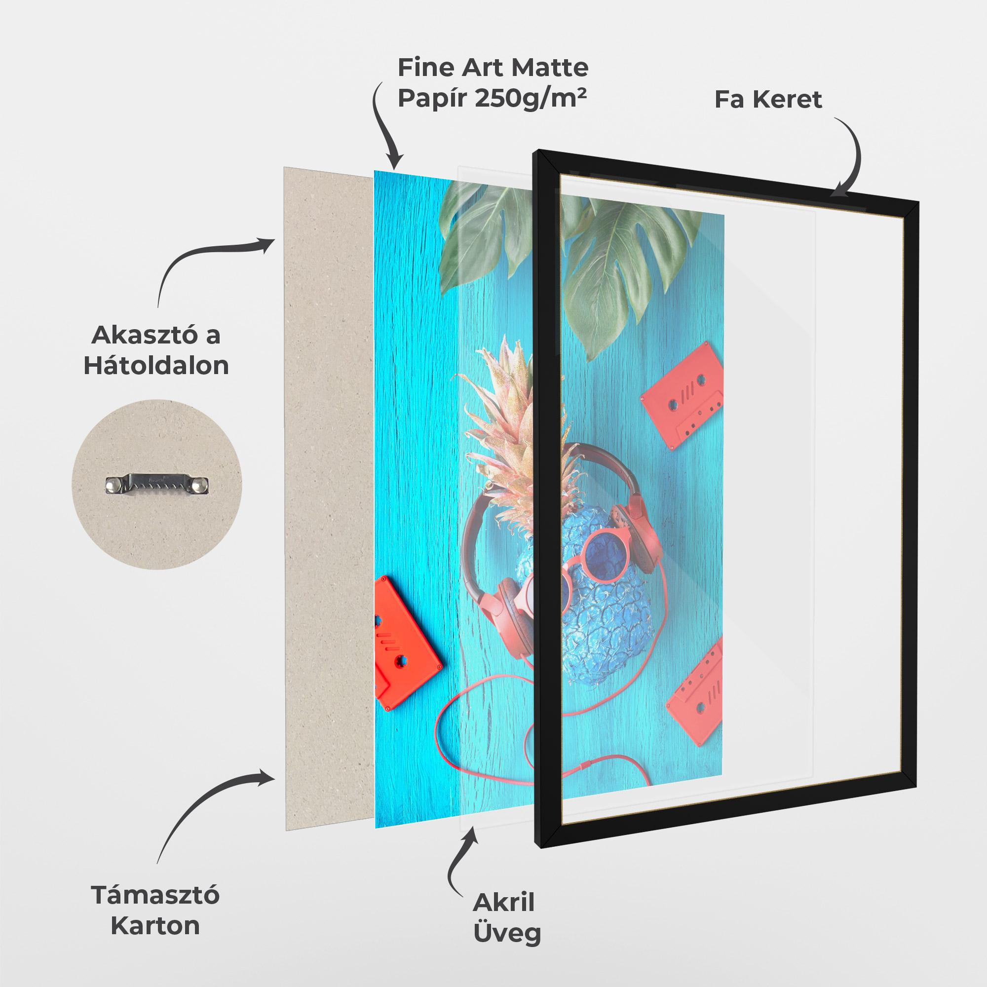 Keretezett Poszter Pineapple On Blue mockup 1