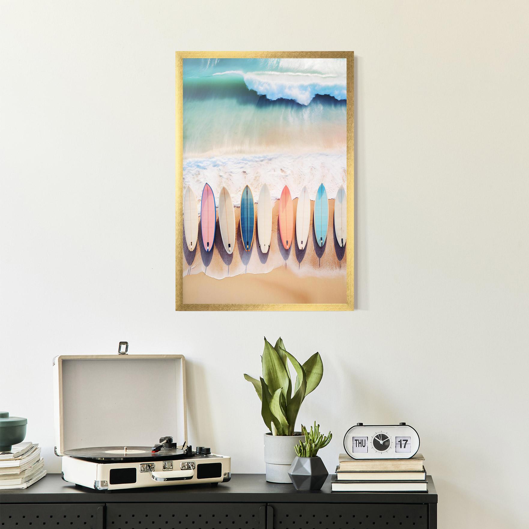 Keretezett Poszter Surfboards Beach mockup 2