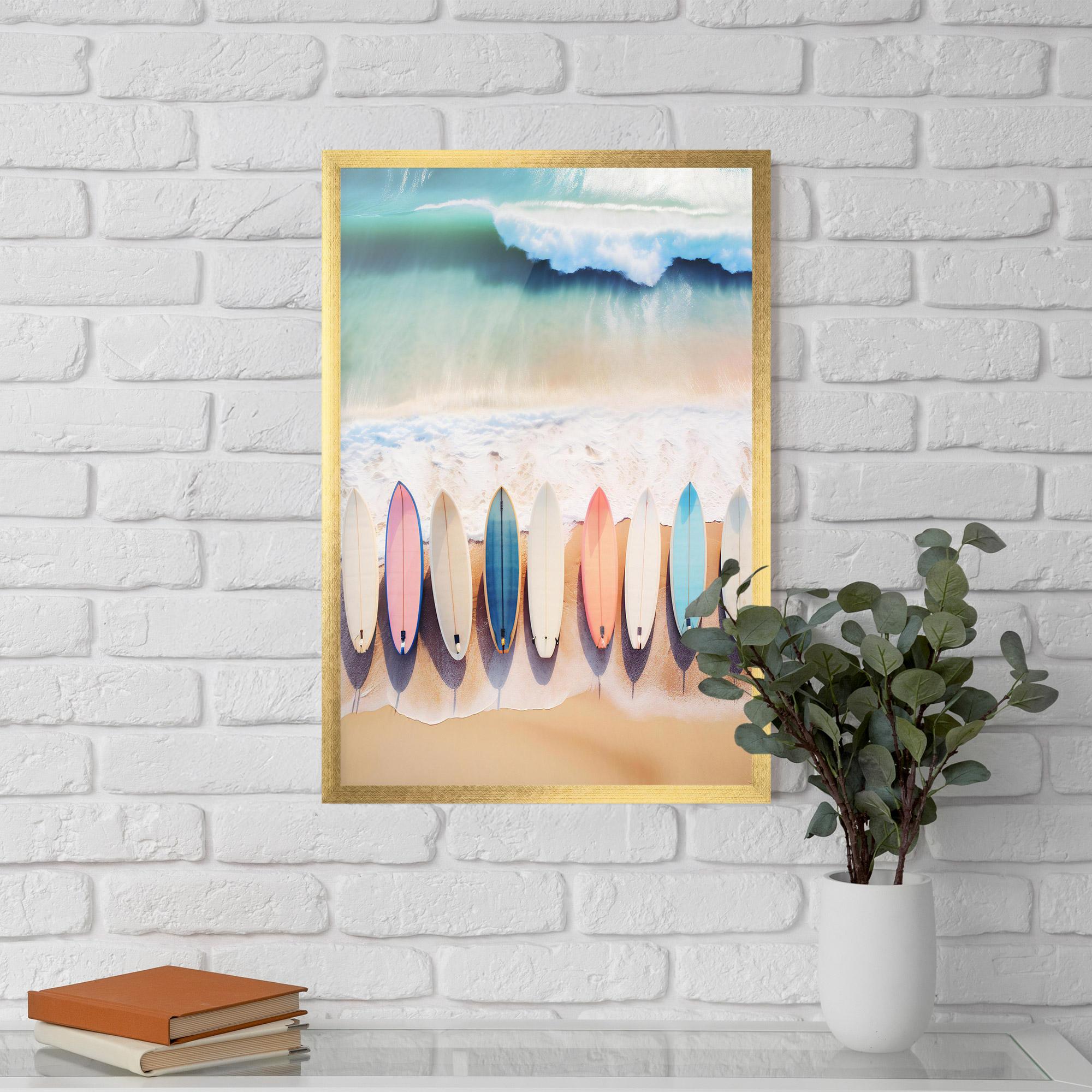 Keretezett Poszter Surfboards Beach mockup 5