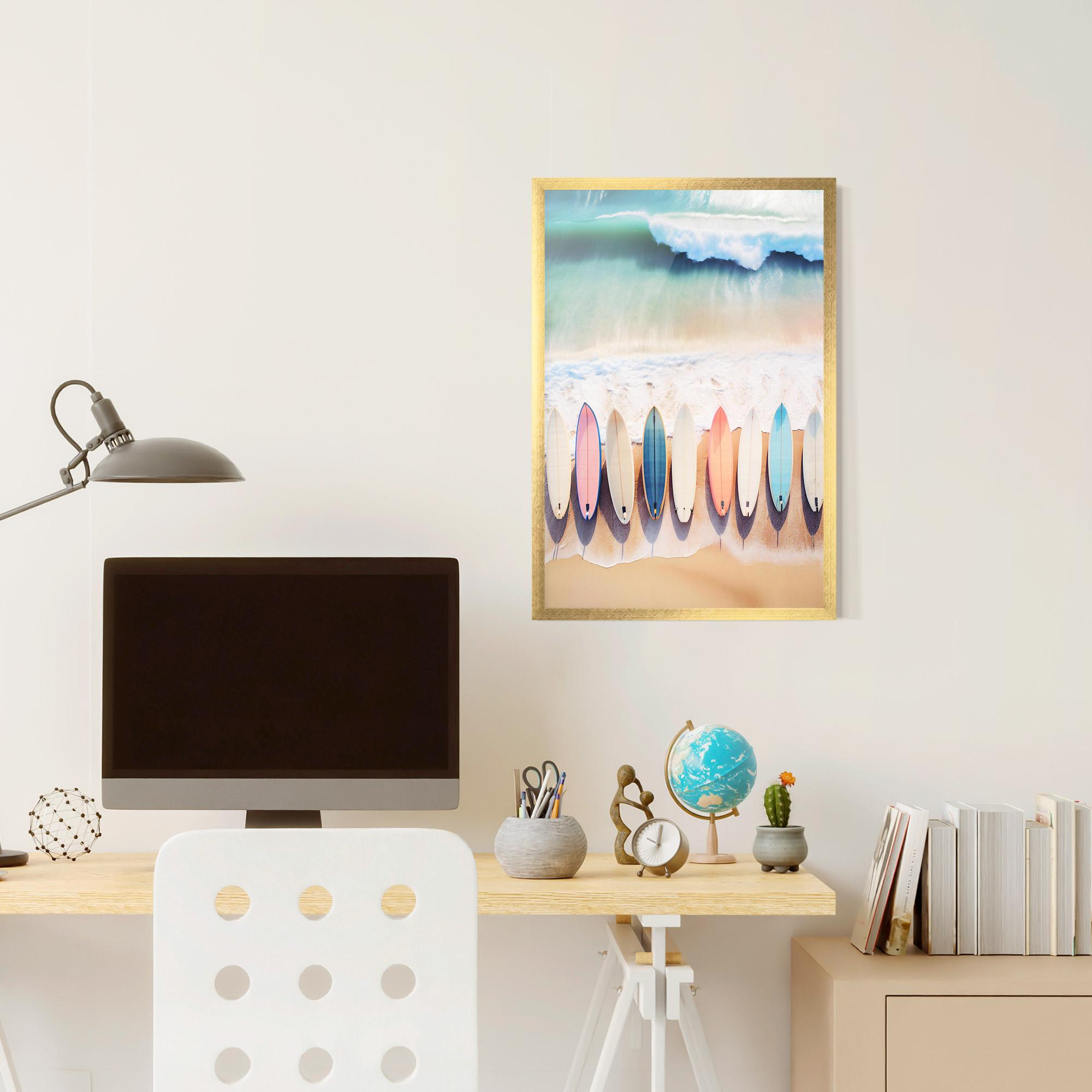 Keretezett Poszter Surfboards Beach mockup 6