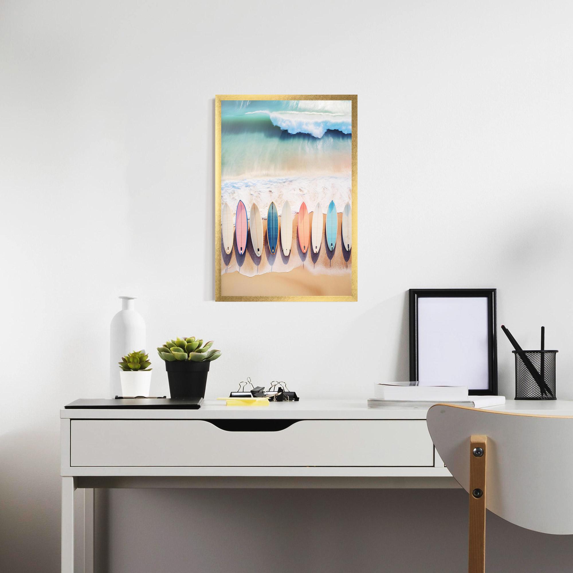 Keretezett Poszter Surfboards Beach mockup 7