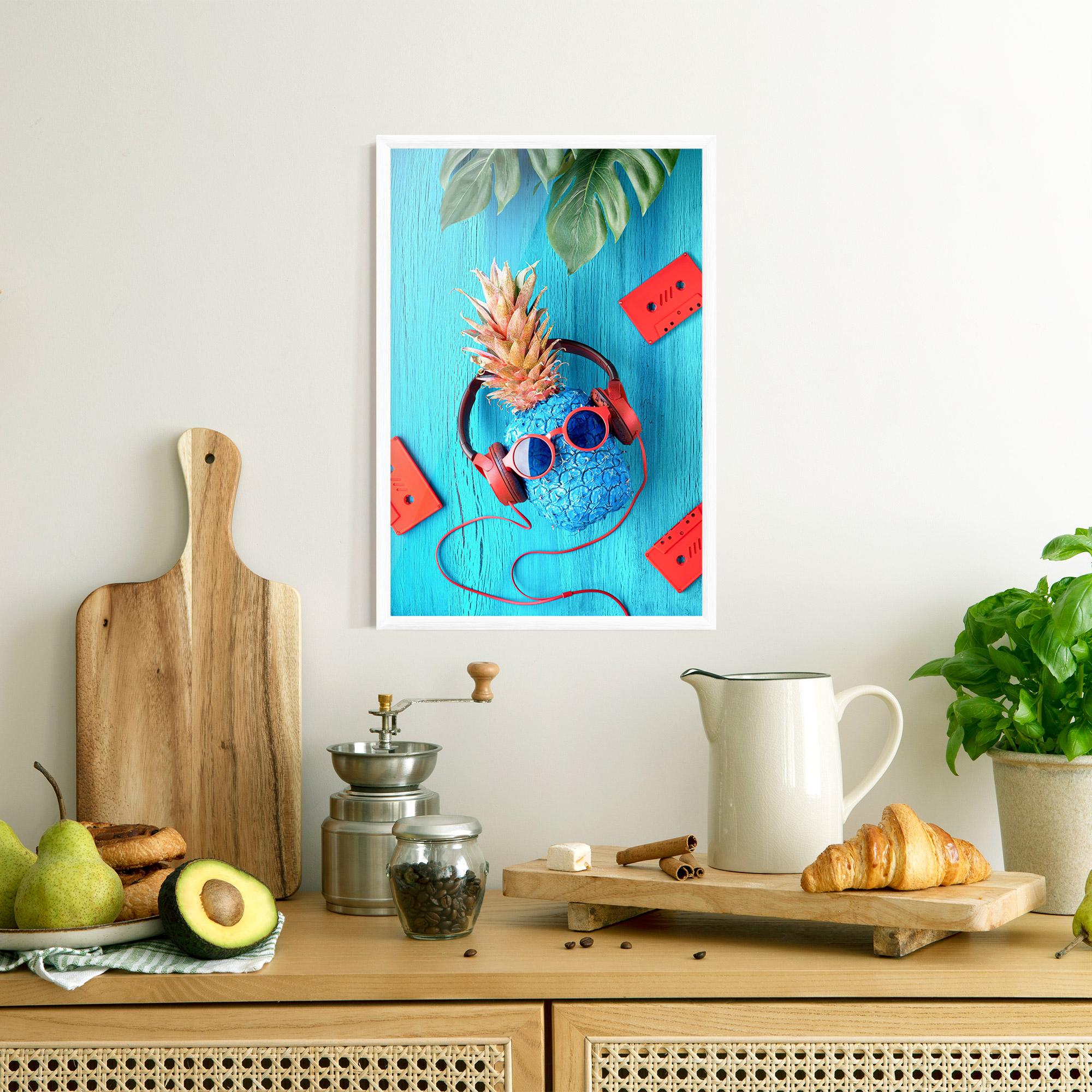 Keretezett Poszter Pineapple On Blue mockup 8