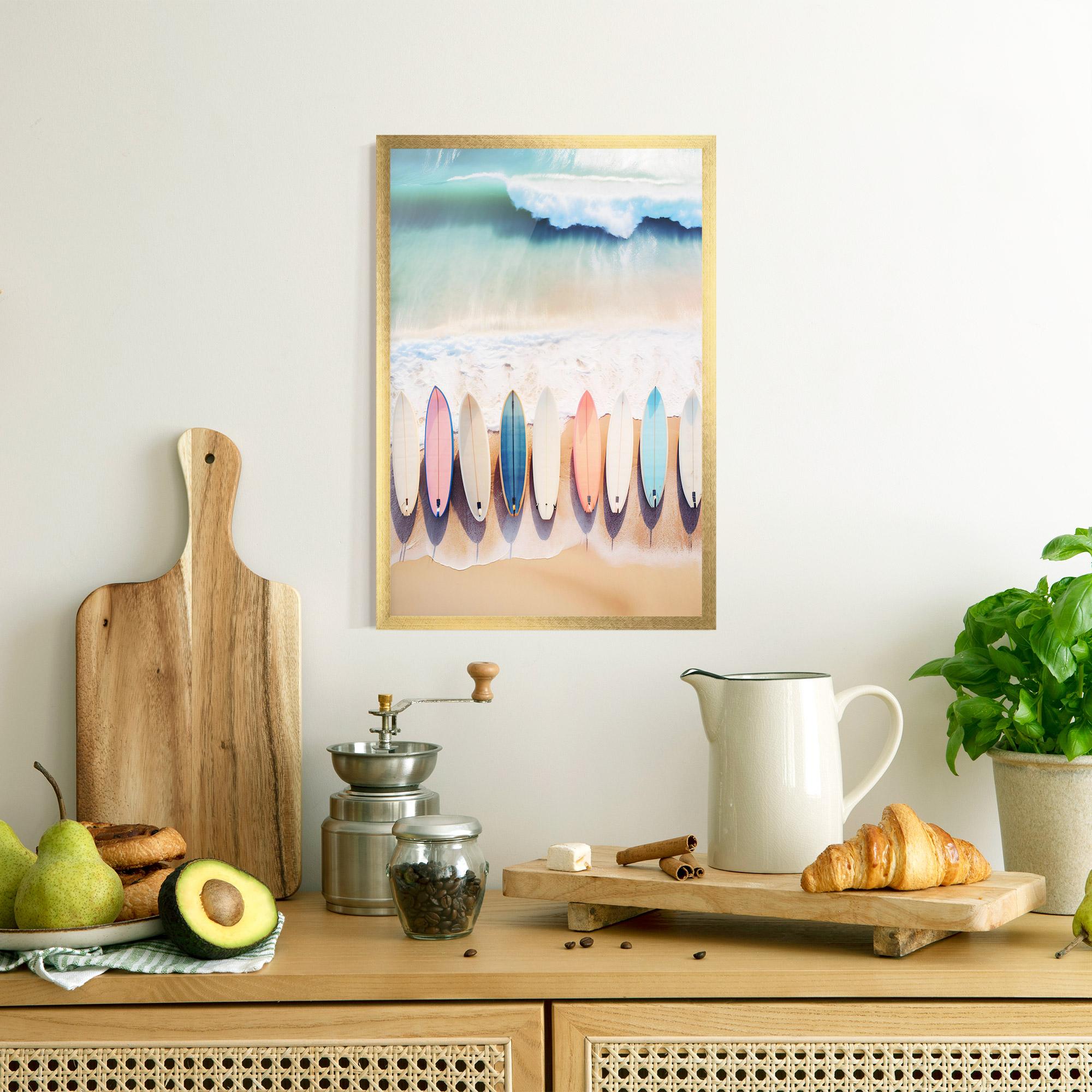 Keretezett Poszter Surfboards Beach mockup 8