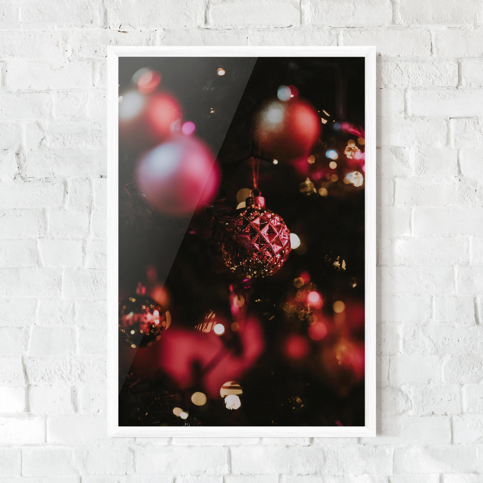 Keretezett Poszter Dark Pink Christmas Balls mockup 0