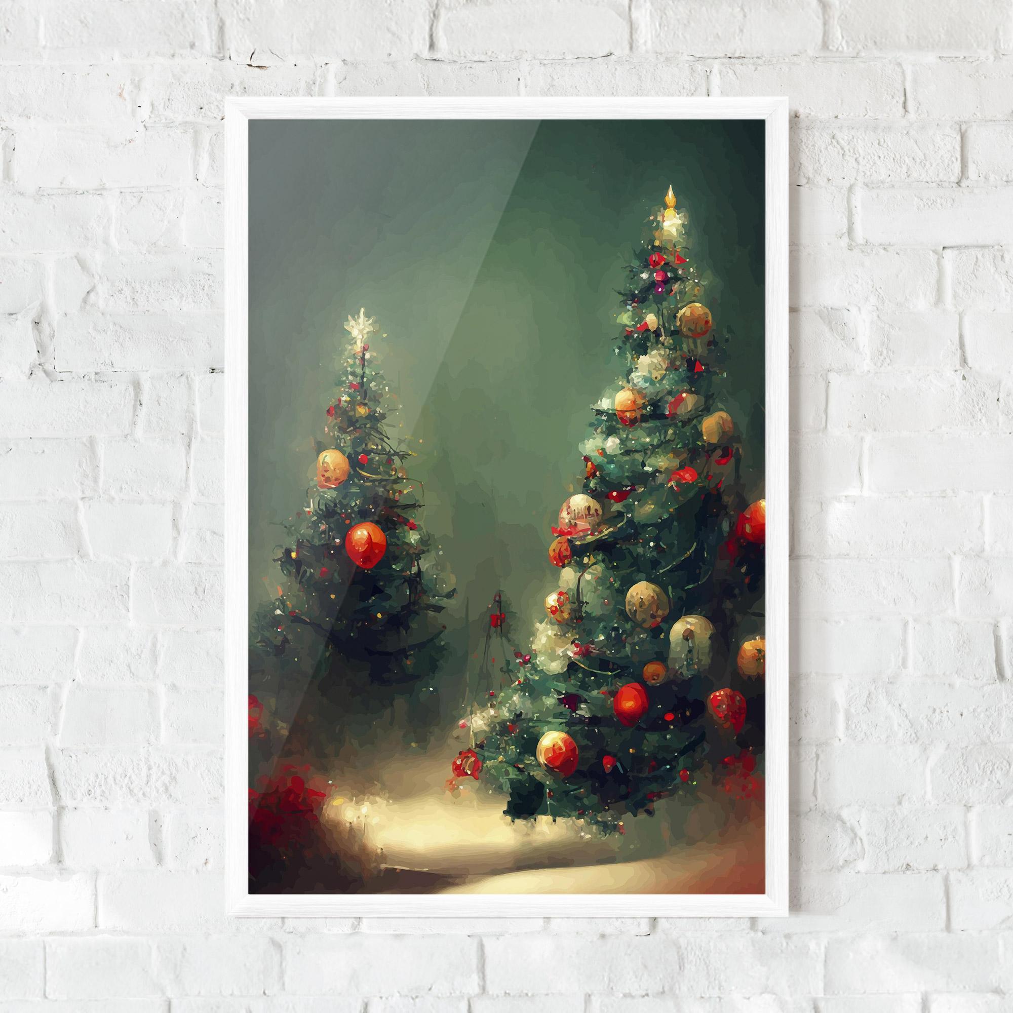 Keretezett Poszter Snow Trees With Lights mockup 0