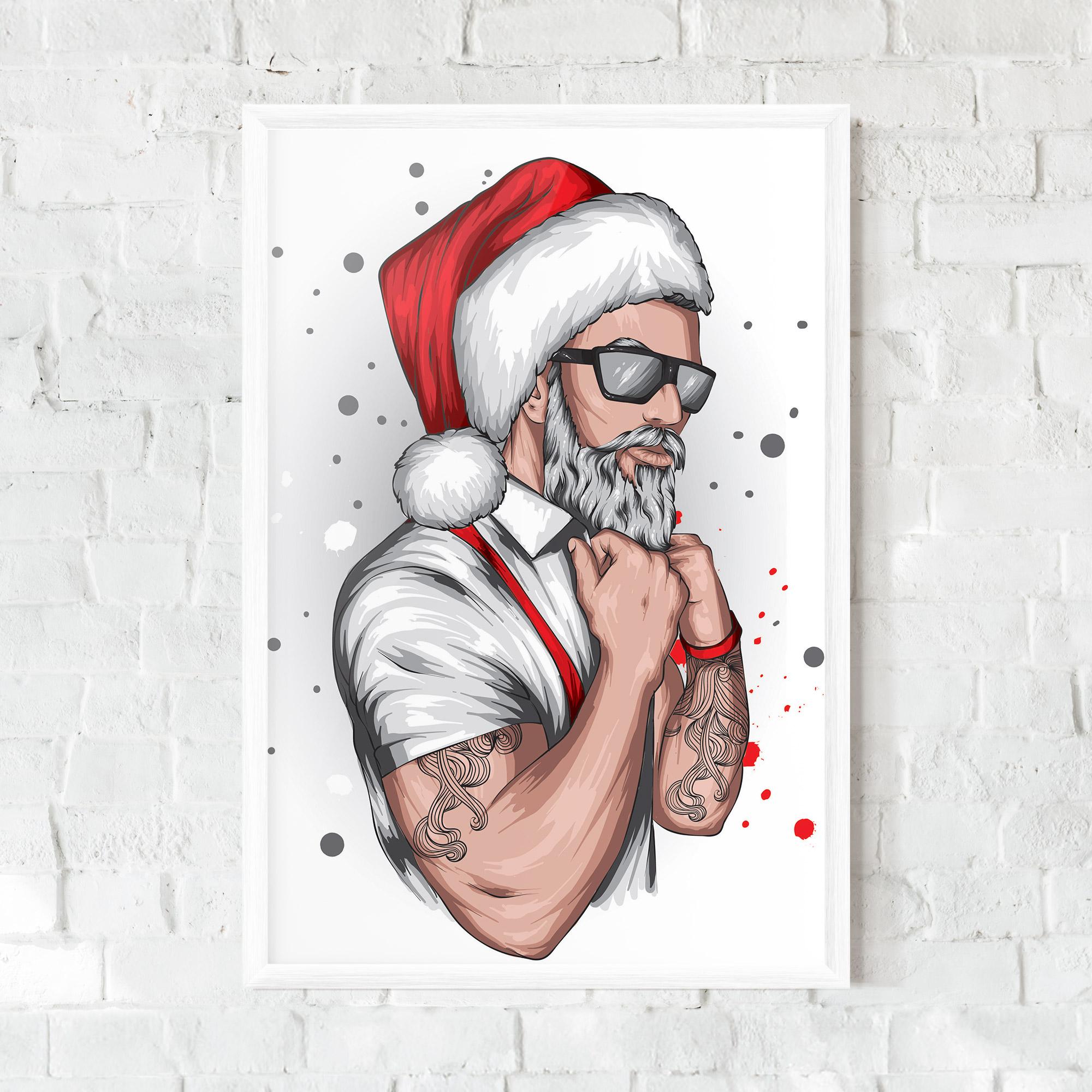Keretezett Poszter Tattoo Santa mockup 0