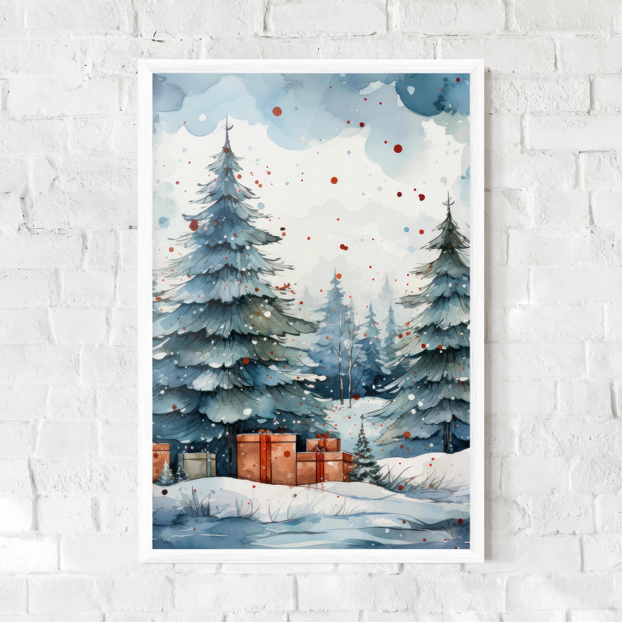 Keretezett Poszter Watercolor Christmas mockup 0