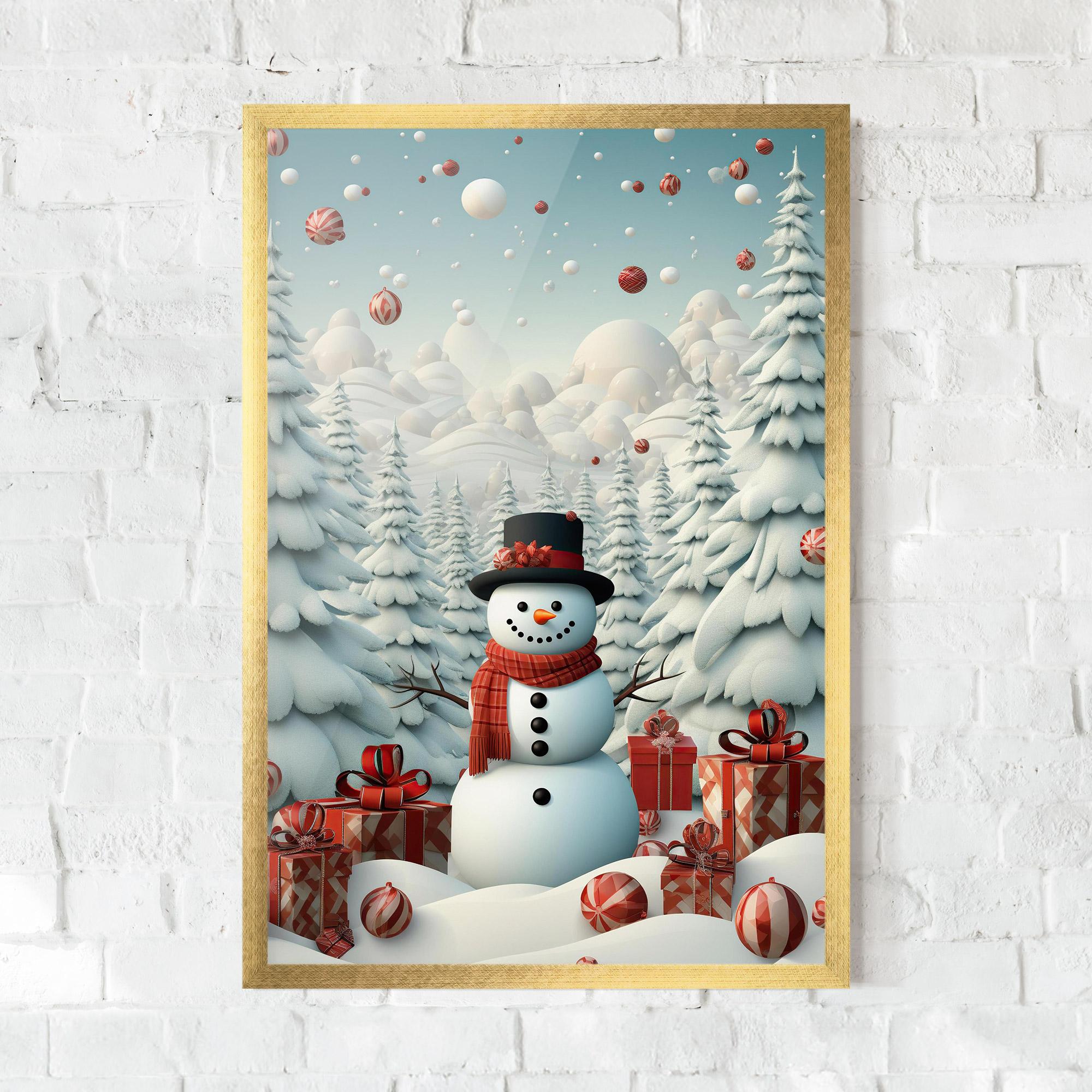 Keretezett Poszter Snowman mockup 0