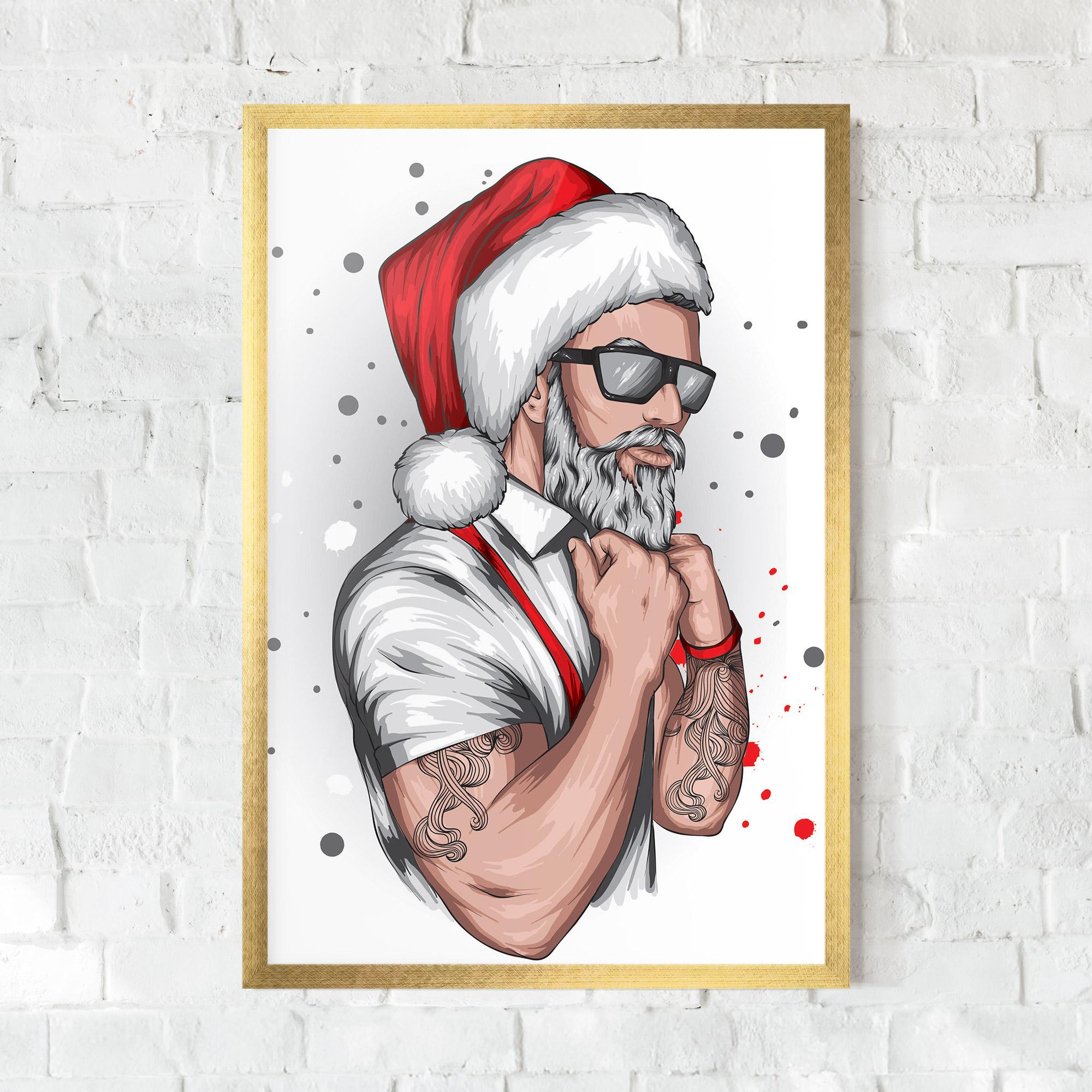 Keretezett Poszter Tattoo Santa mockup 0