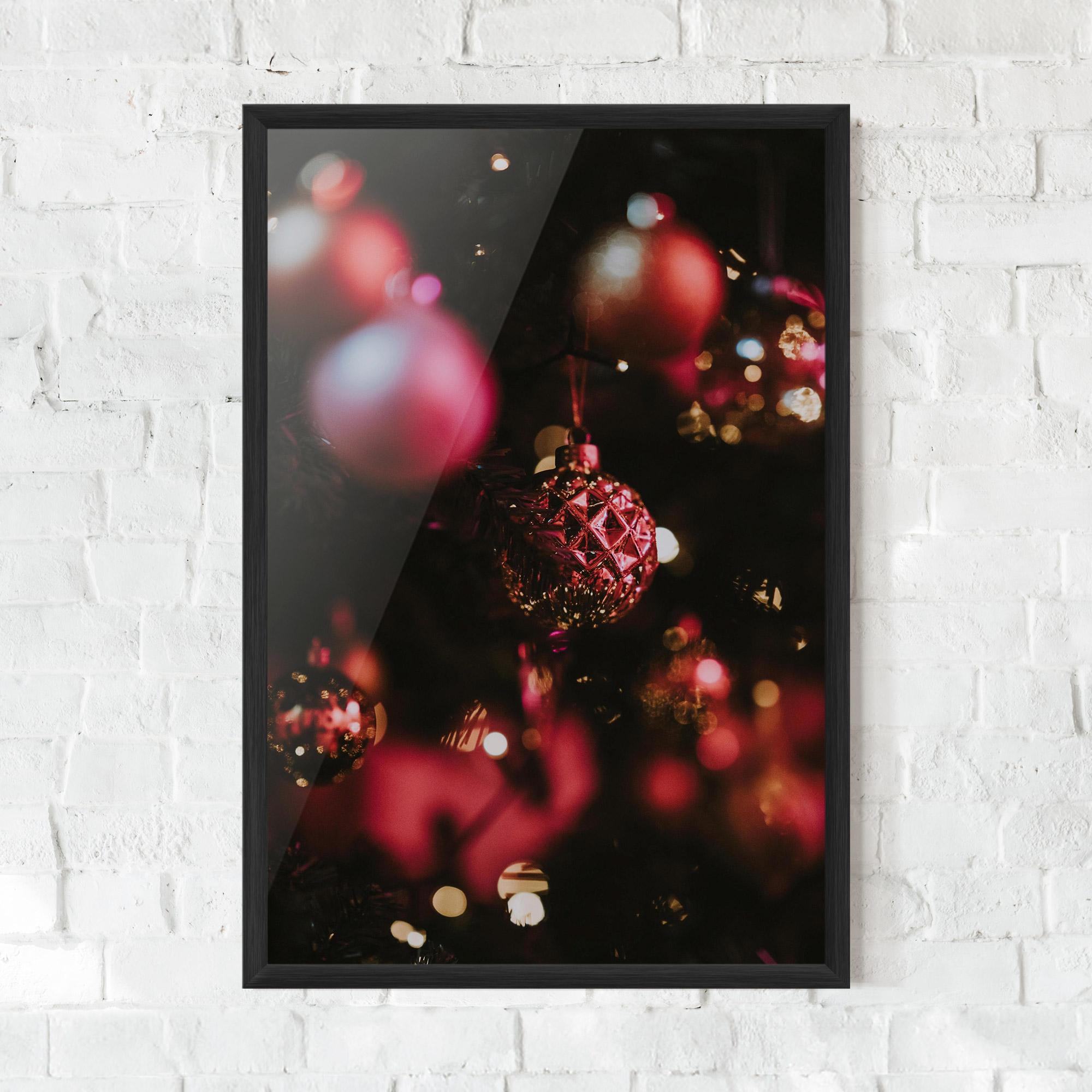 Keretezett Poszter Dark Pink Christmas Balls mockup 0
