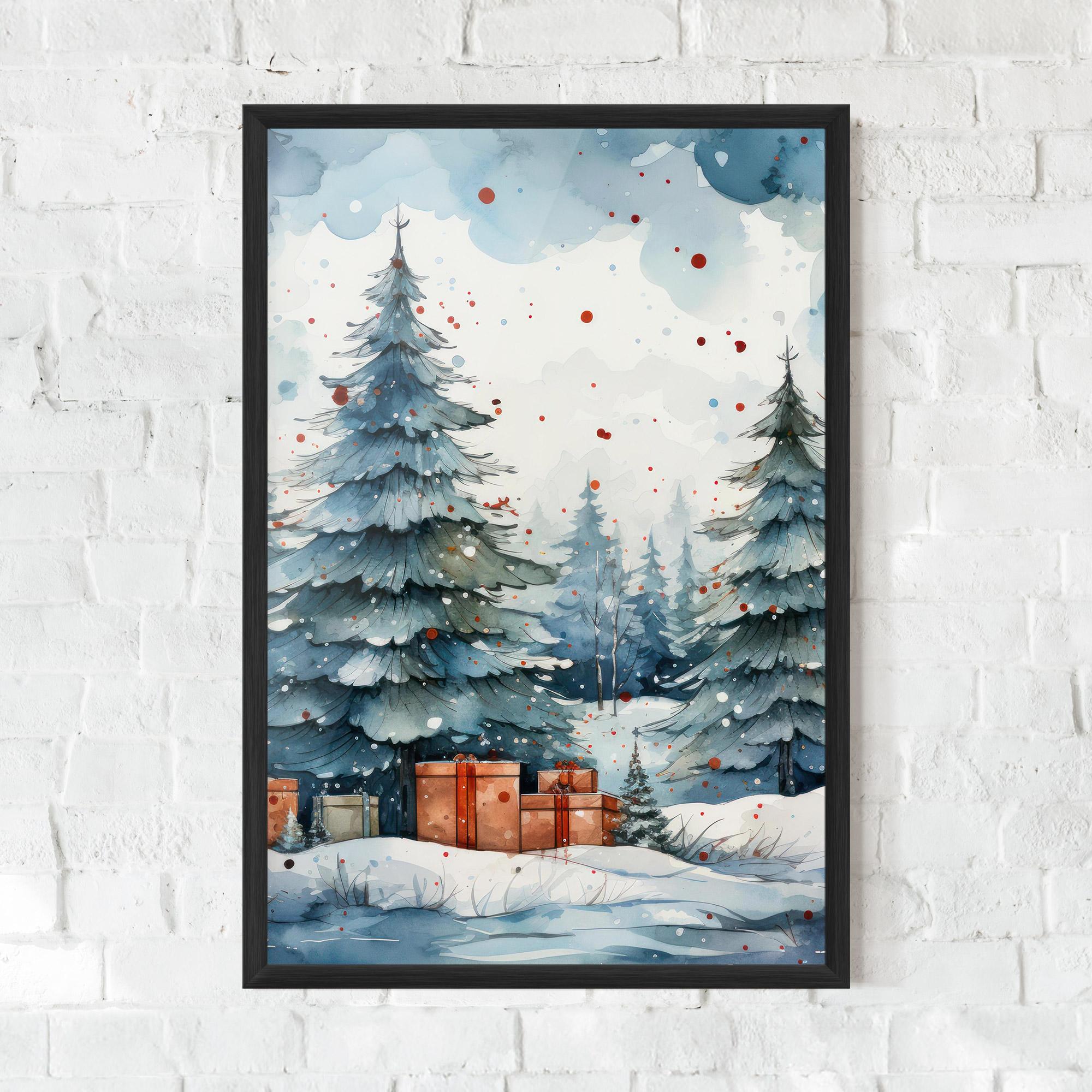Keretezett Poszter Watercolor Christmas mockup 0