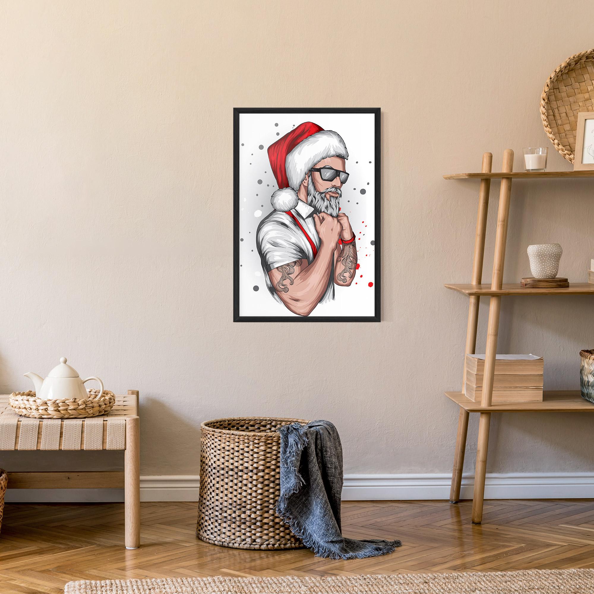Keretezett Poszter Tattoo Santa mockup 9