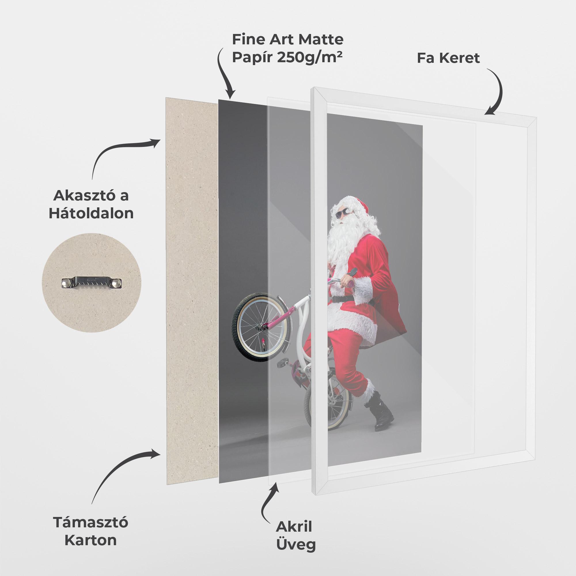 Keretezett Poszter Santa Rides Bicycle mockup 1
