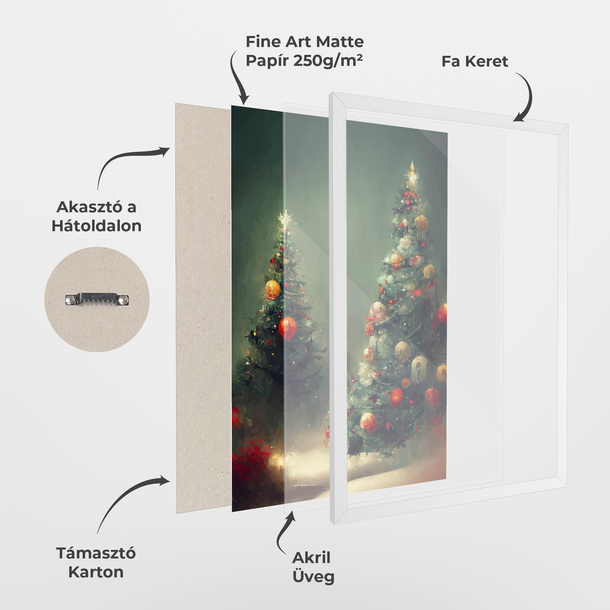 Keretezett Poszter Snow Trees With Lights mockup 1