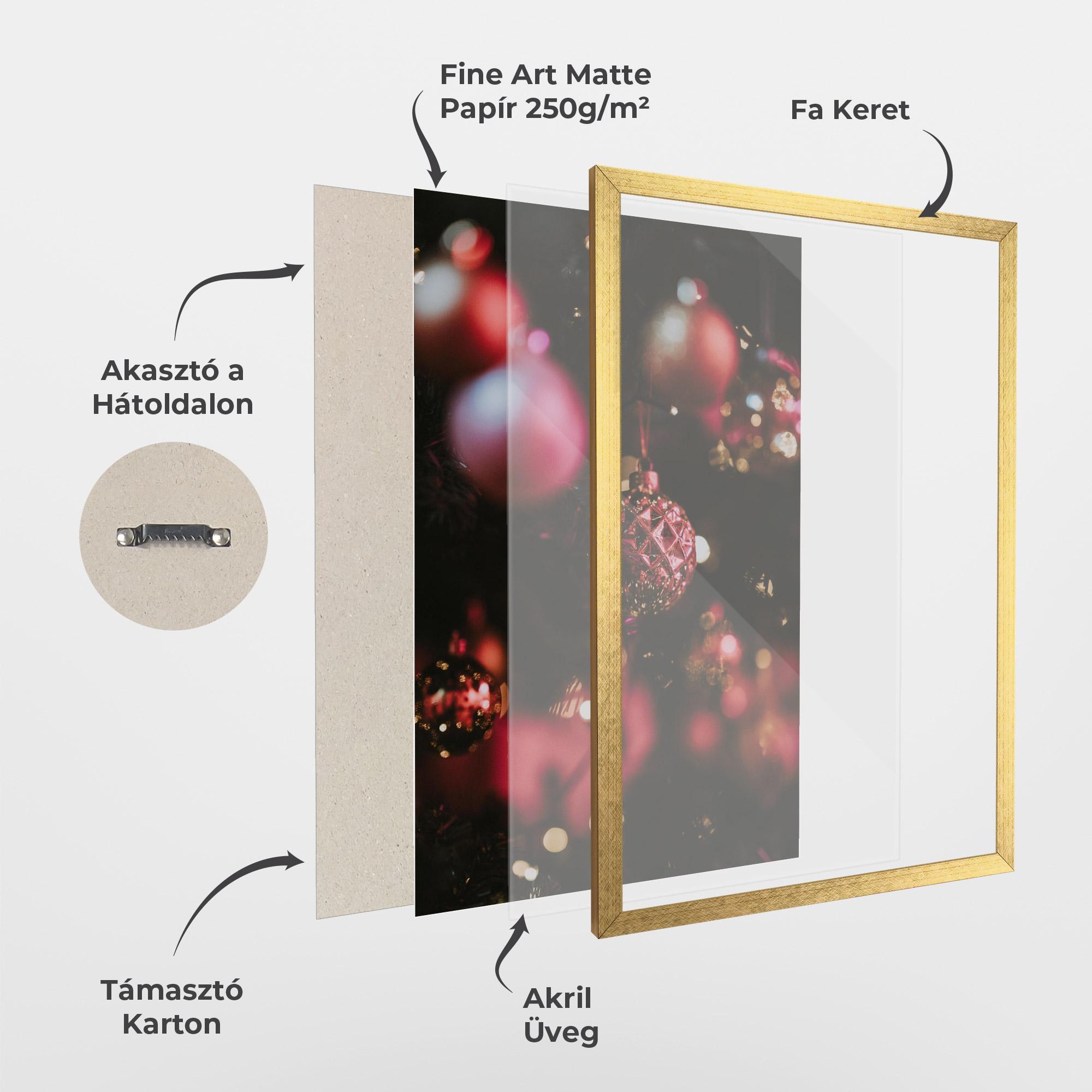 Keretezett Poszter Dark Pink Christmas Balls mockup 1