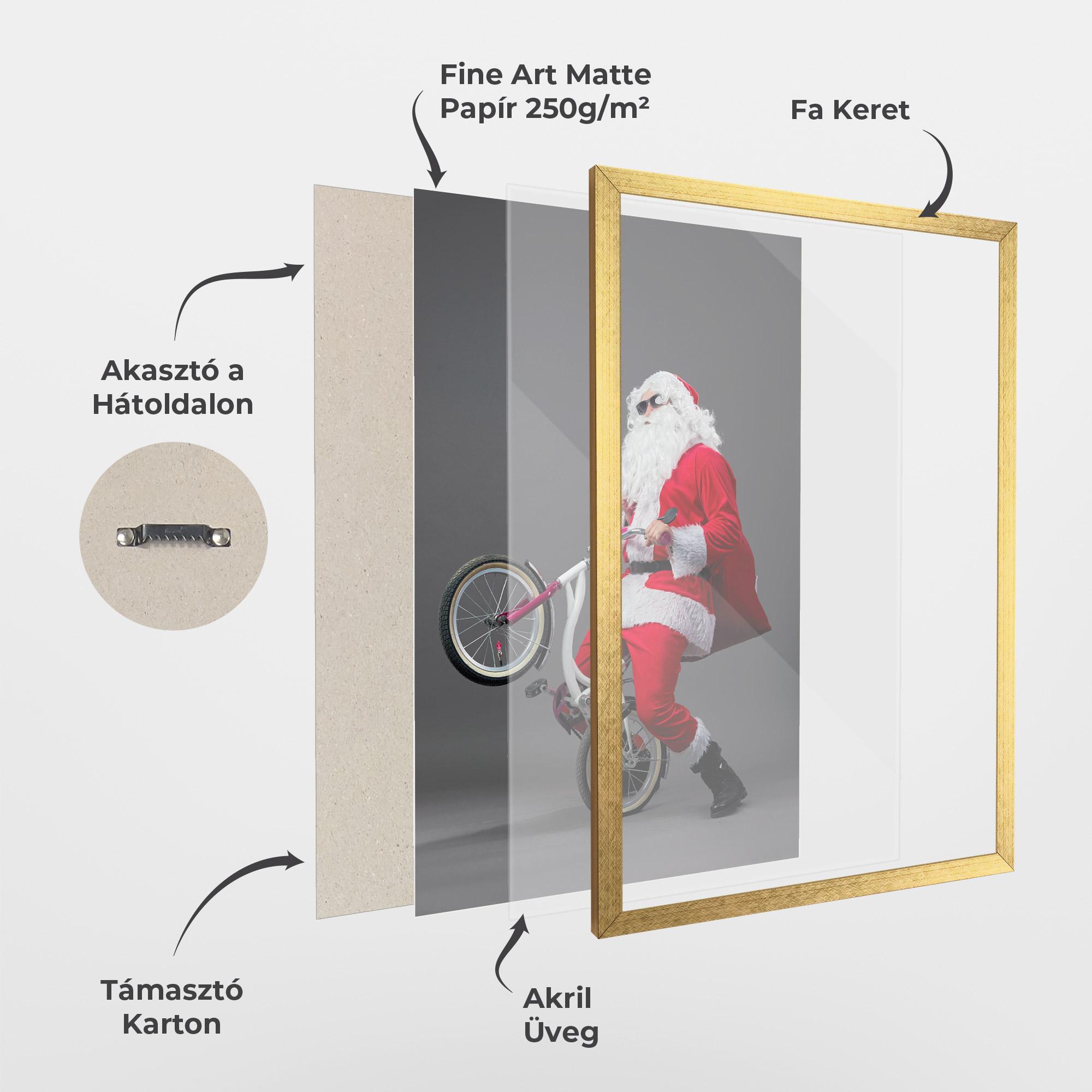 Keretezett Poszter Santa Rides Bicycle mockup 1