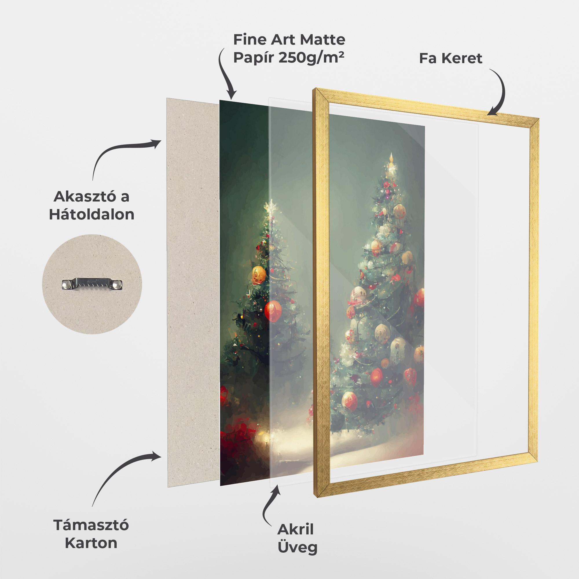 Keretezett Poszter Snow Trees With Lights mockup 1