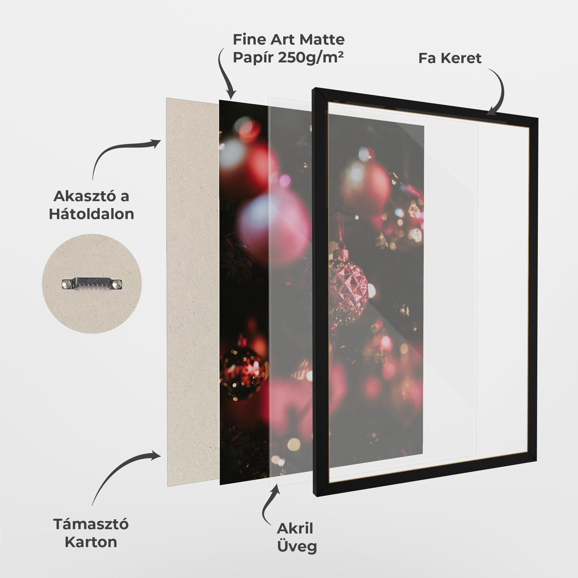 Keretezett Poszter Dark Pink Christmas Balls mockup 1