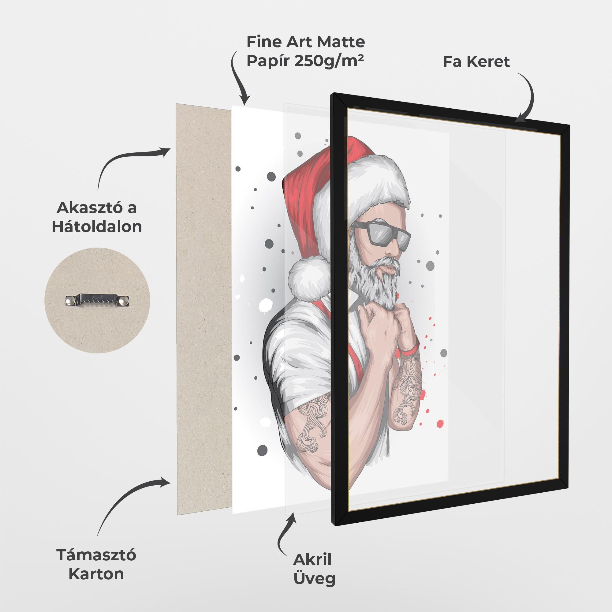 Keretezett Poszter Tattoo Santa mockup 1