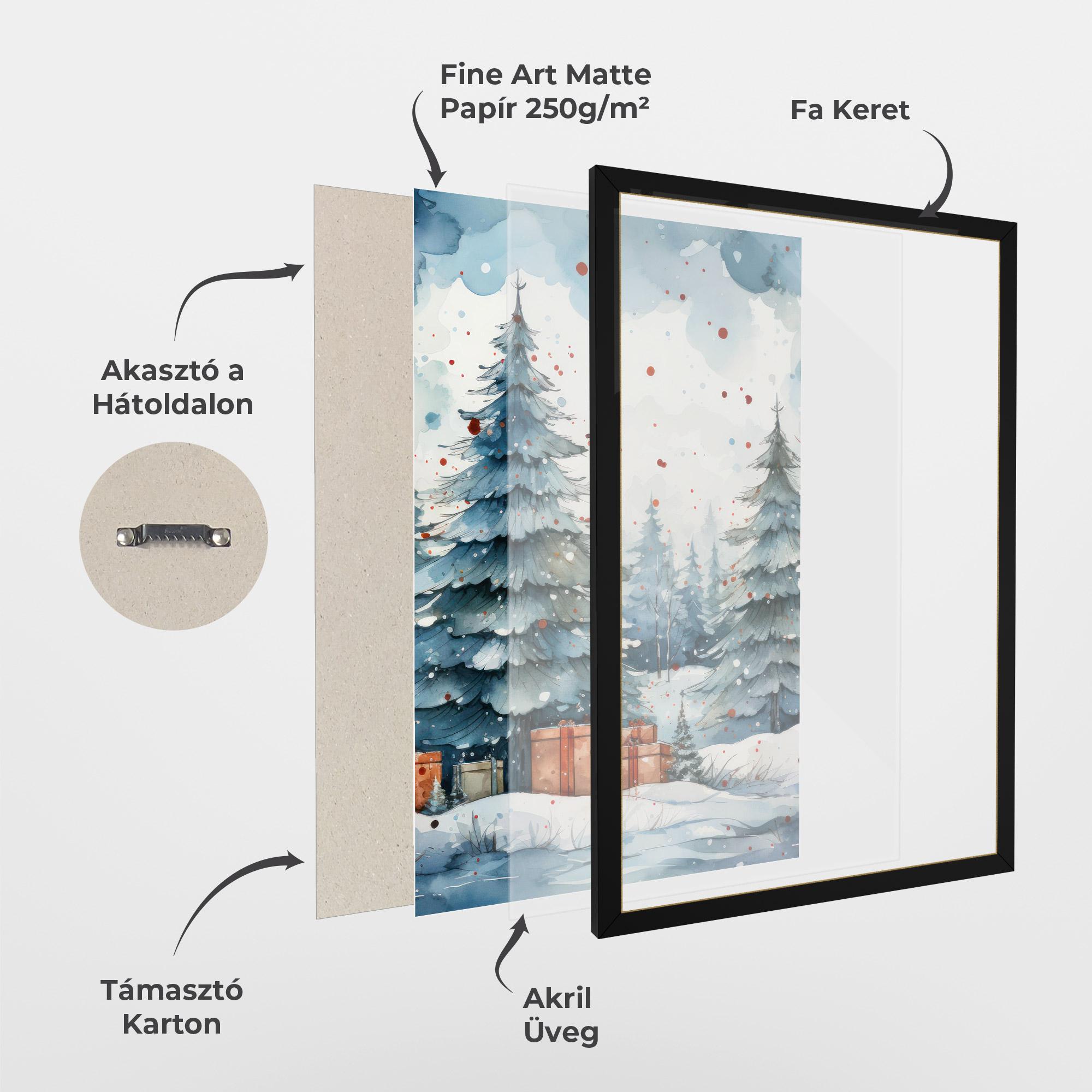 Keretezett Poszter Watercolor Christmas mockup 1