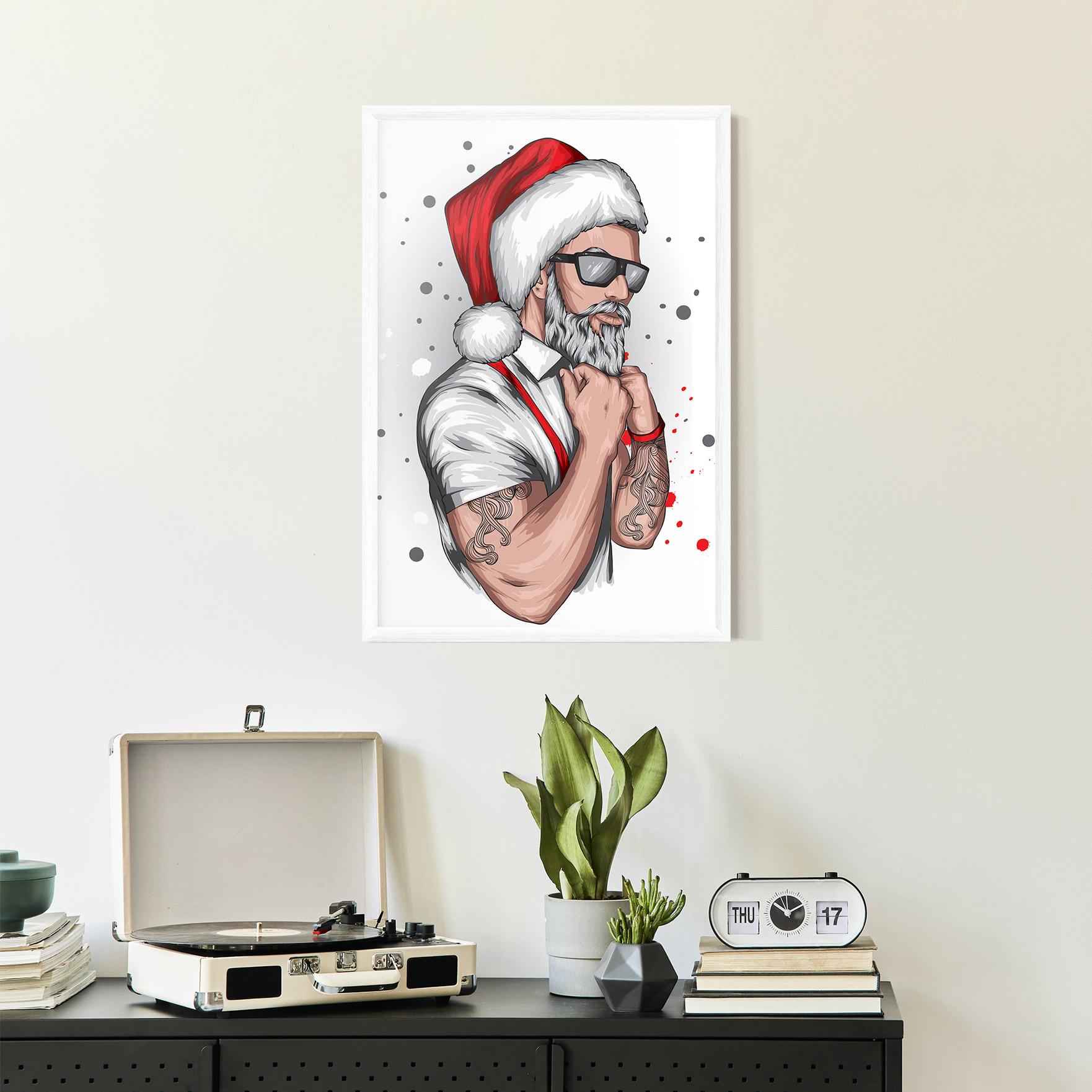 Keretezett Poszter Tattoo Santa mockup 2