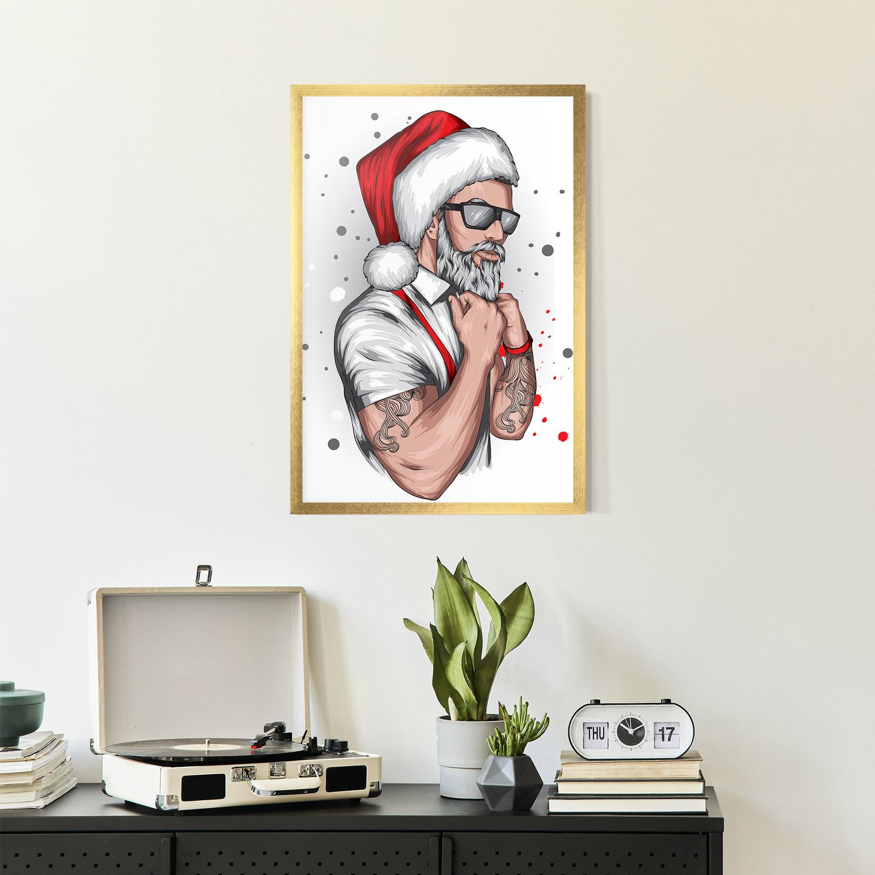 Keretezett Poszter Tattoo Santa mockup 2