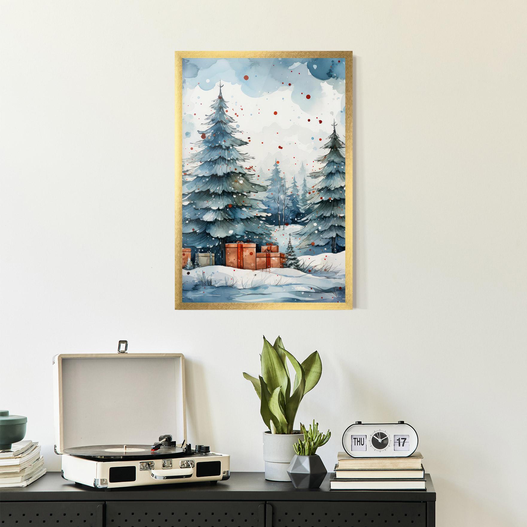 Keretezett Poszter Watercolor Christmas mockup 2