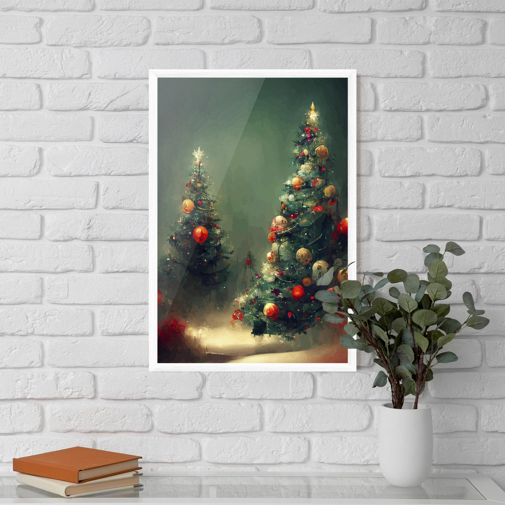Keretezett Poszter Snow Trees With Lights mockup 5