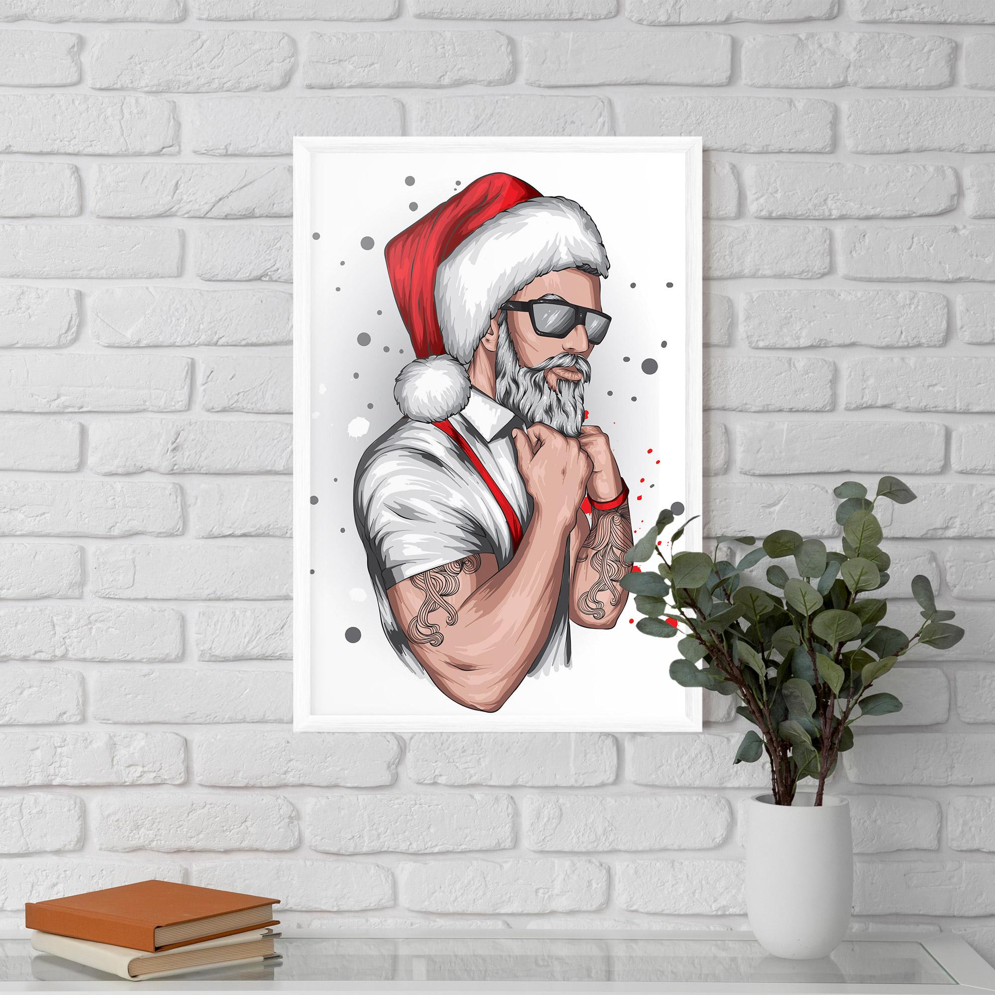 Keretezett Poszter Tattoo Santa mockup 5