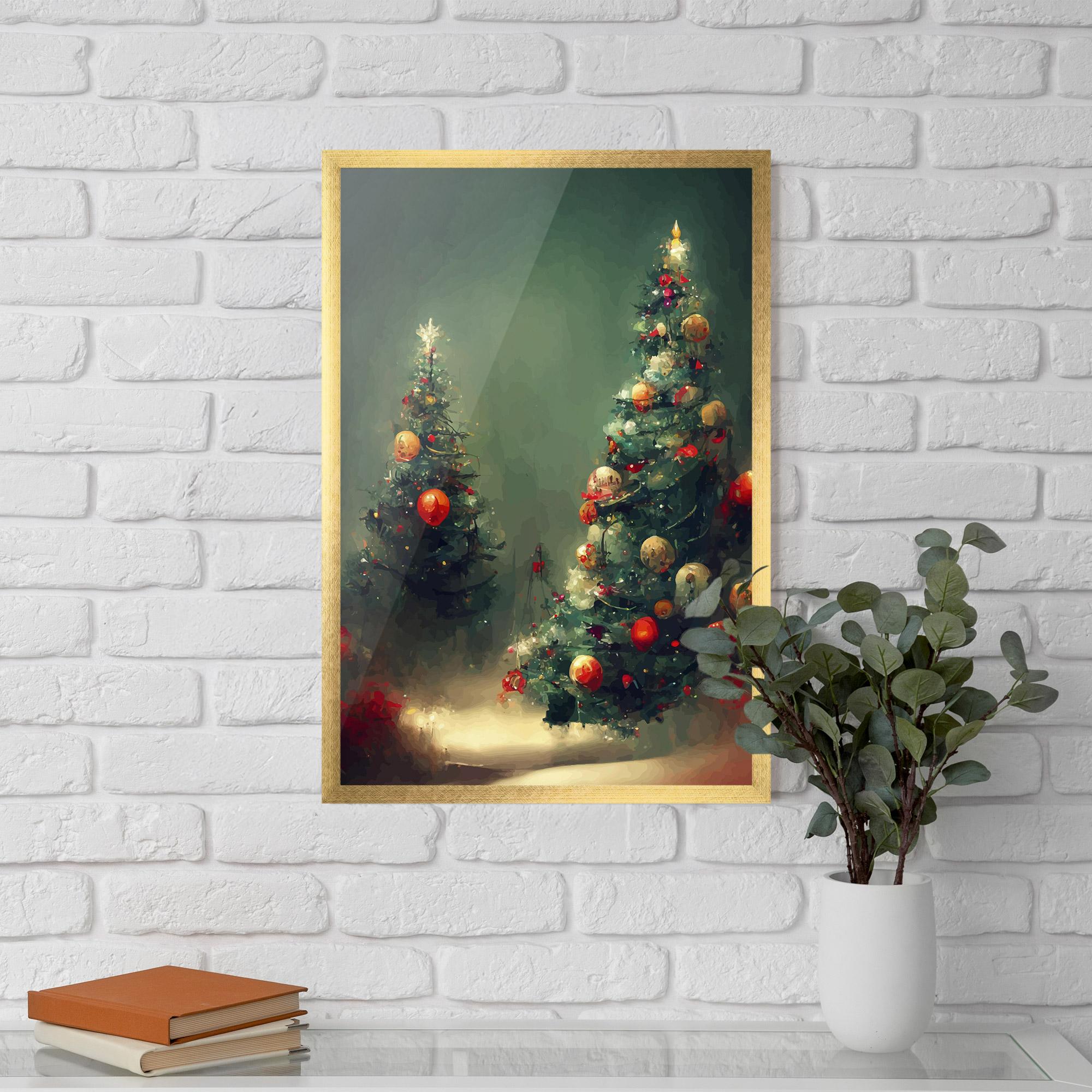 Keretezett Poszter Snow Trees With Lights mockup 5